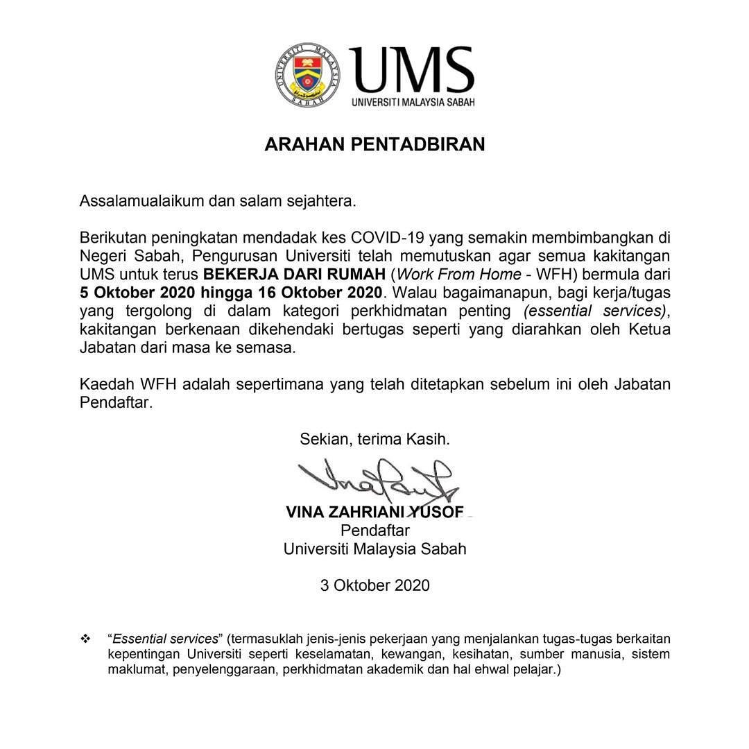 Hebahan Arahan Pentadbiran Jabatan Perpustakaan Ums Kal Facebook