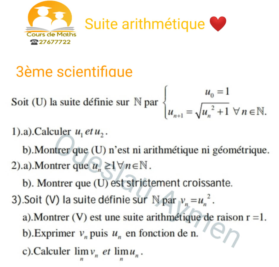 Suite Arithmétique Exercice Corrigé Bac Pro Pdf
