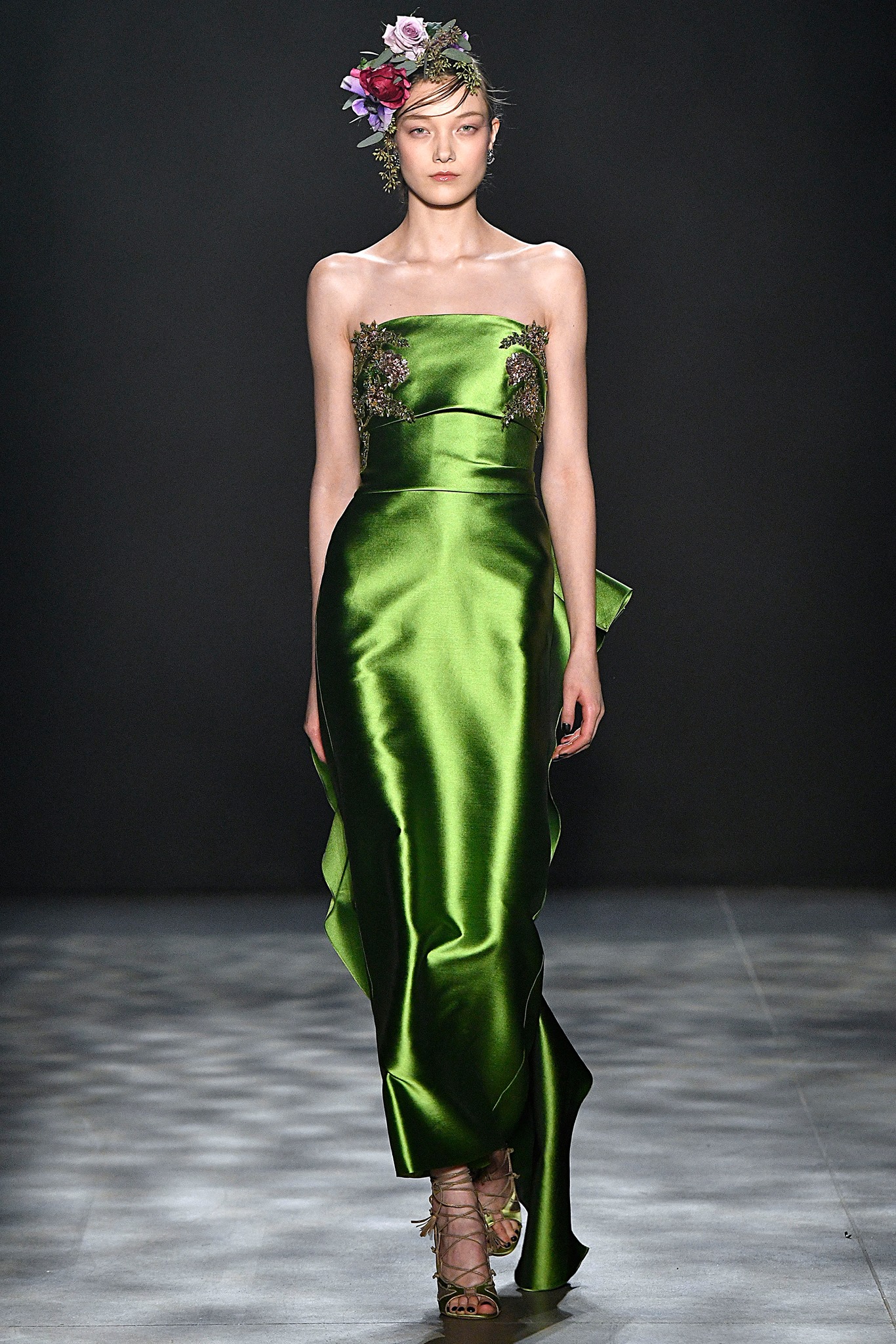 marchesa green dress goddess. A look from the Fall 2017 Runway Marchesa mini