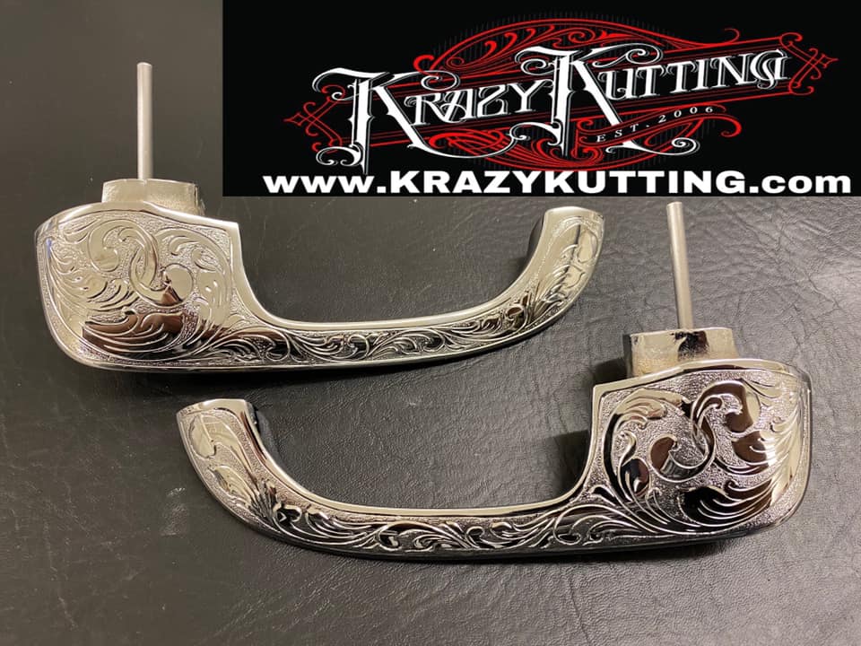 NITTO Mod.165（鉄仮面彫刻） ビンテージハンドル（W385mm）中古 1963-64 Impala door handles engraved and chrome $250 plus shipping