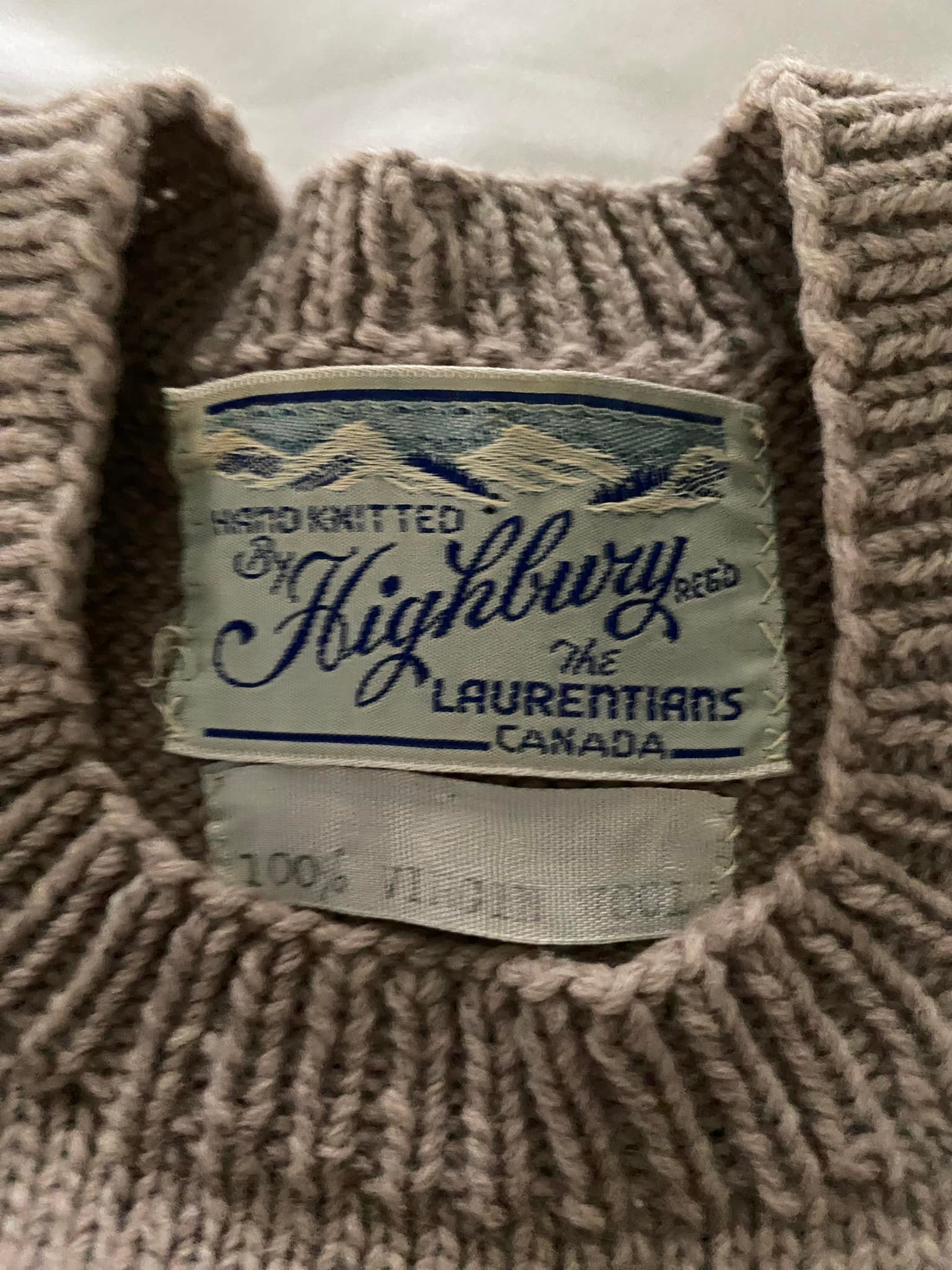 Vintage Canadian hand-knitted ski sweater made from virgin wool