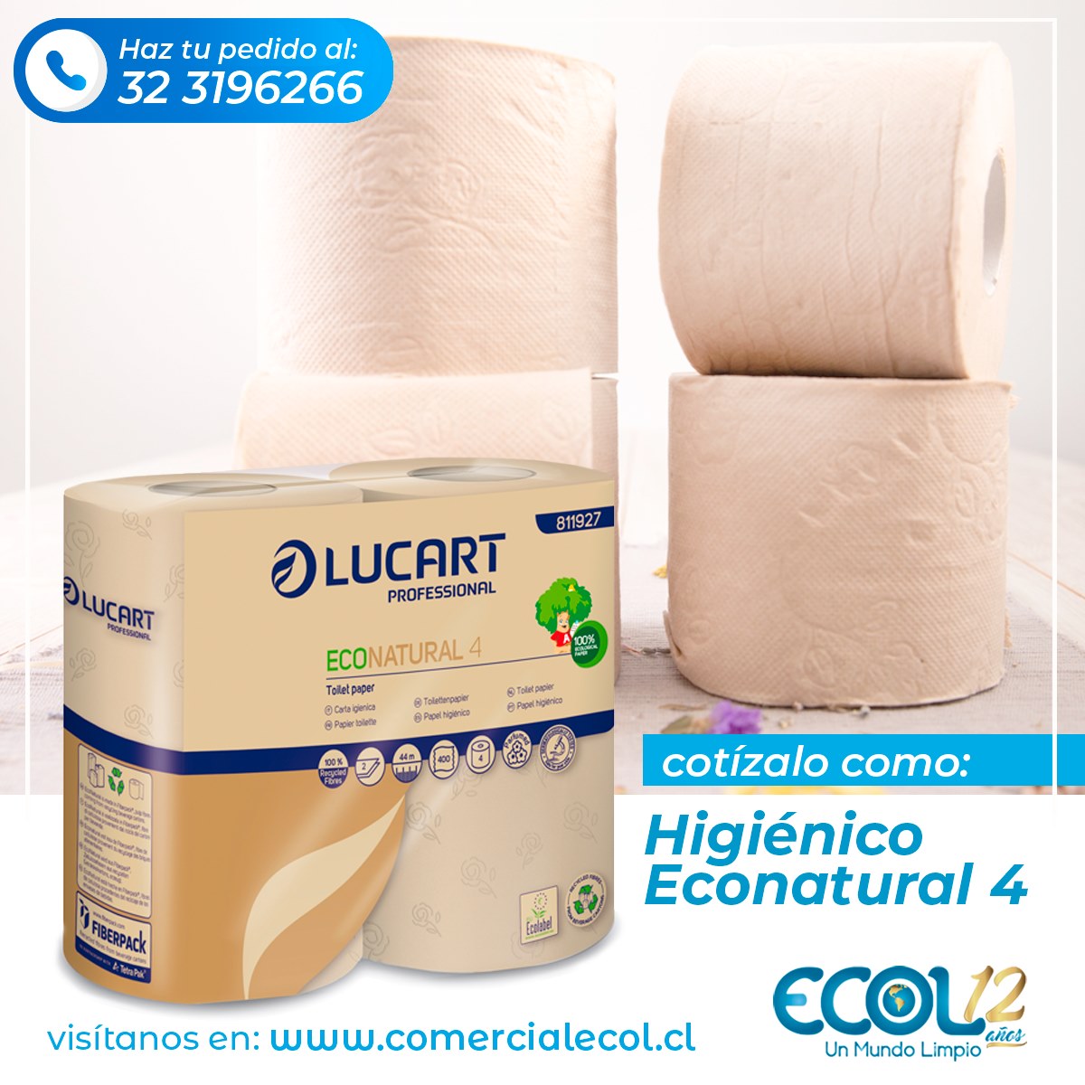 Ecol - Higiénico Econatural 4 de Lucart, es un papel higiénico hecho de ...