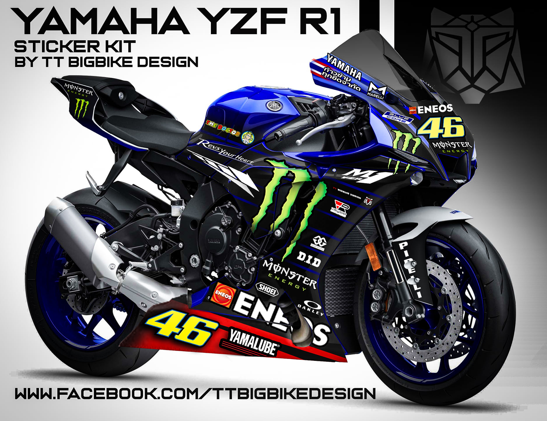 ชุดสติ๊กเกอร์ R1 2020 M 0 N S T E R 46... - TT Bigbike Design