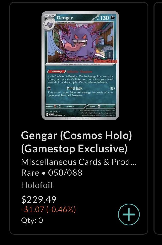 The GameStop Exclusive FREE Promo Gengar Card is starting to do