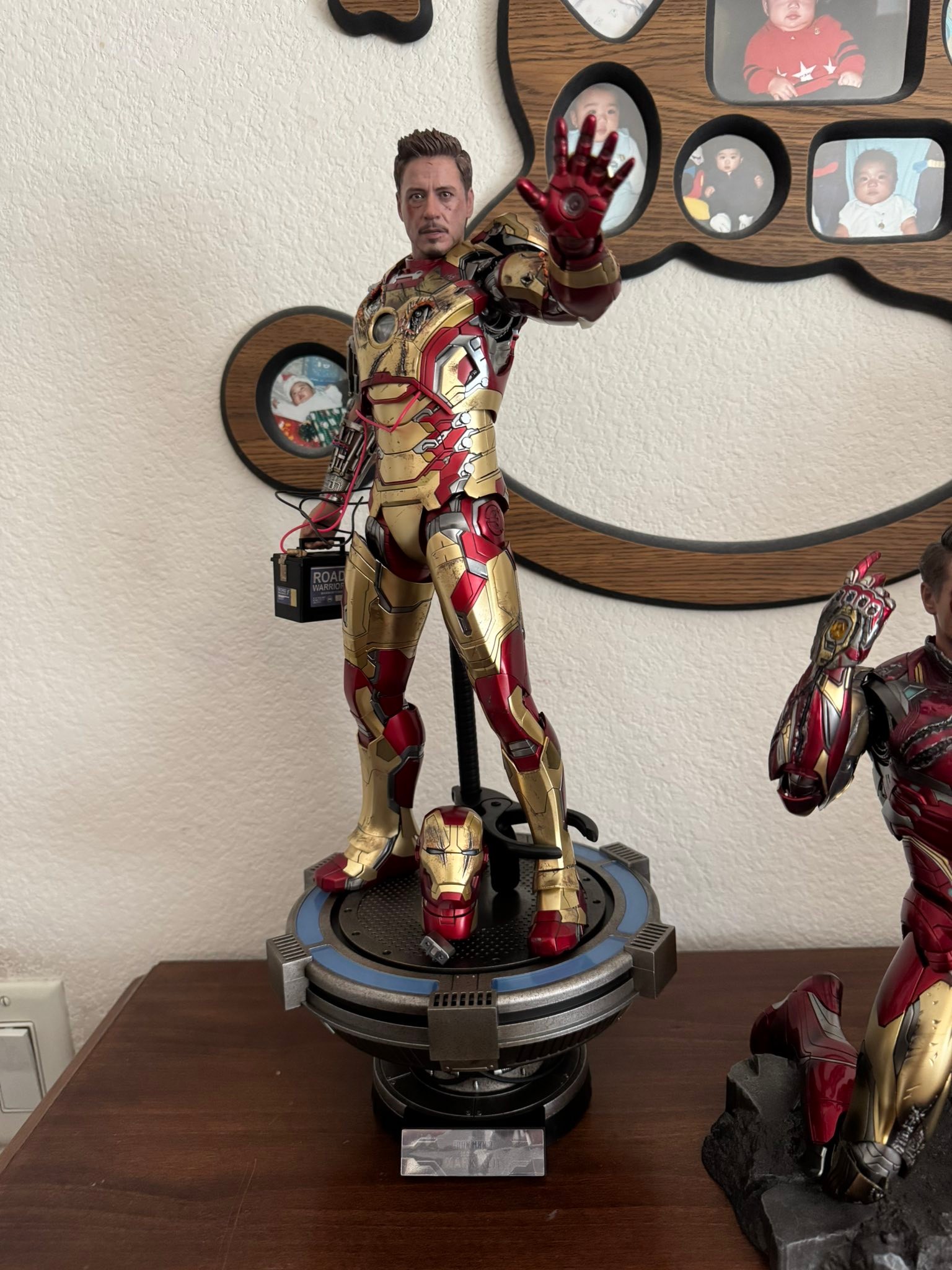 Iron Man Mark 42 figure with battle damage display