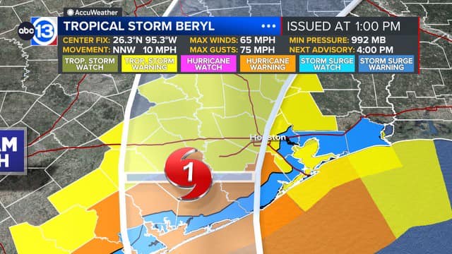 New in the 1 pm Beryl Update: Now... - ABC13-Elyse Smith