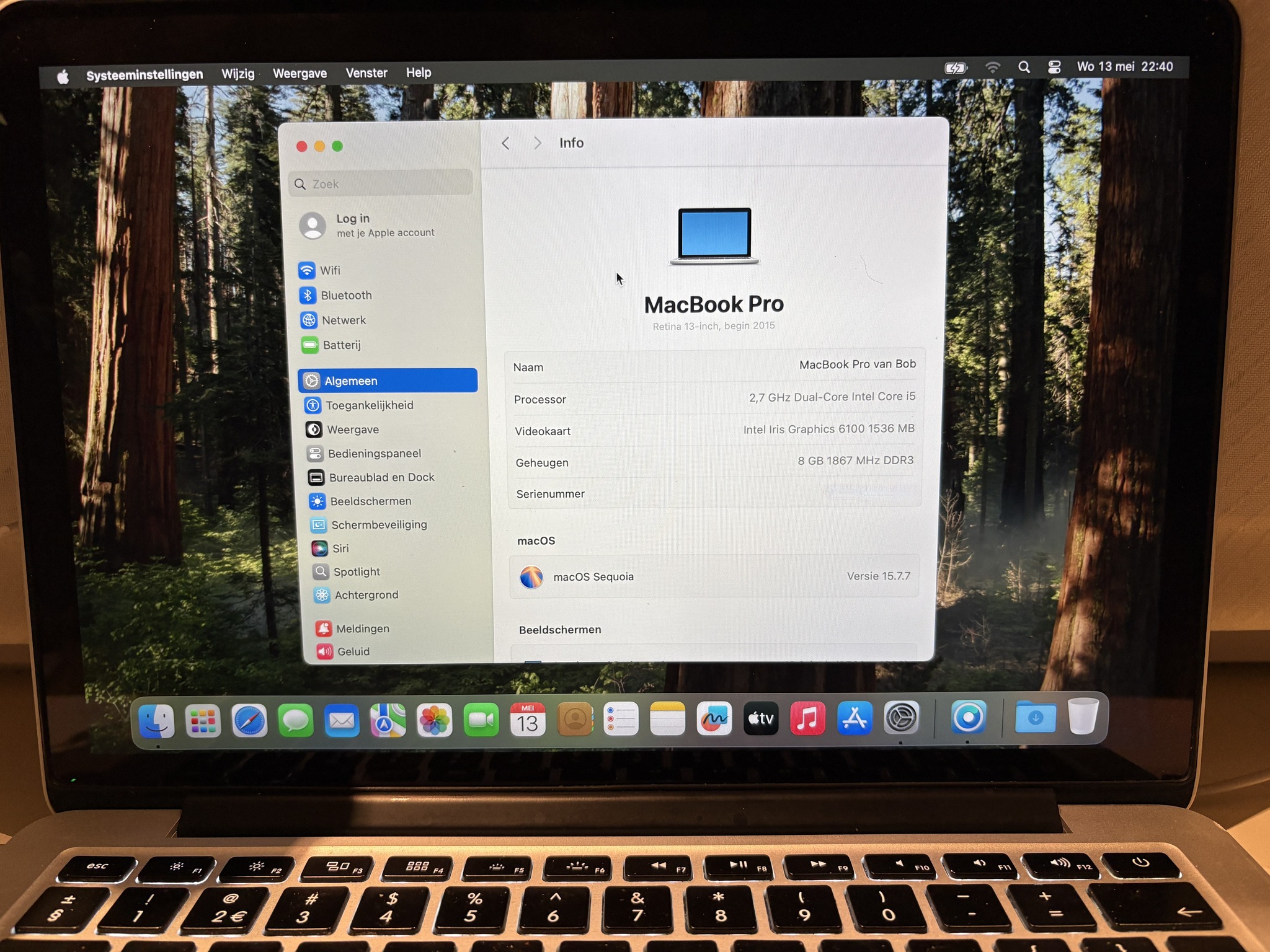 Sequoia 15.7.7 installed on MacBook Pro Retina 13-inch Early 2015