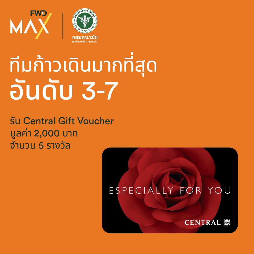 FWD - #ทีมอันดับ3-7 ที่มีก้าวเดินมากที่สุด รับ Central Gift Voucher ...