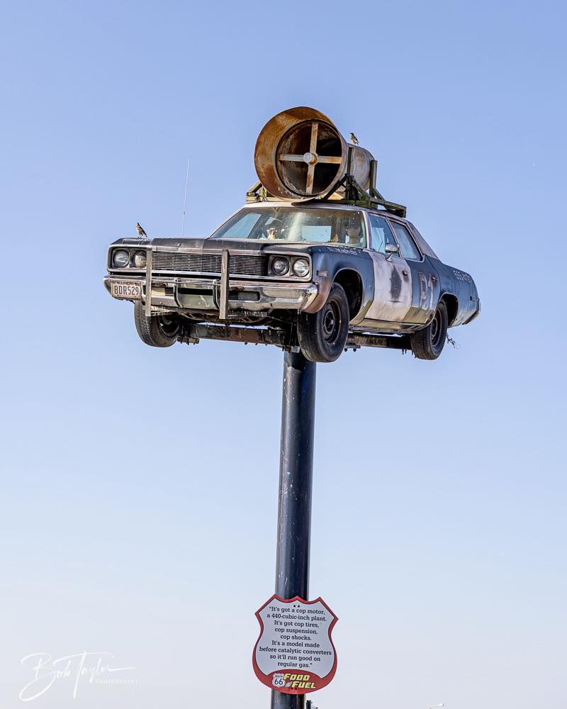 Bluesmobile on a Stick at Route 66 Food N Fuel in Joliet, IL