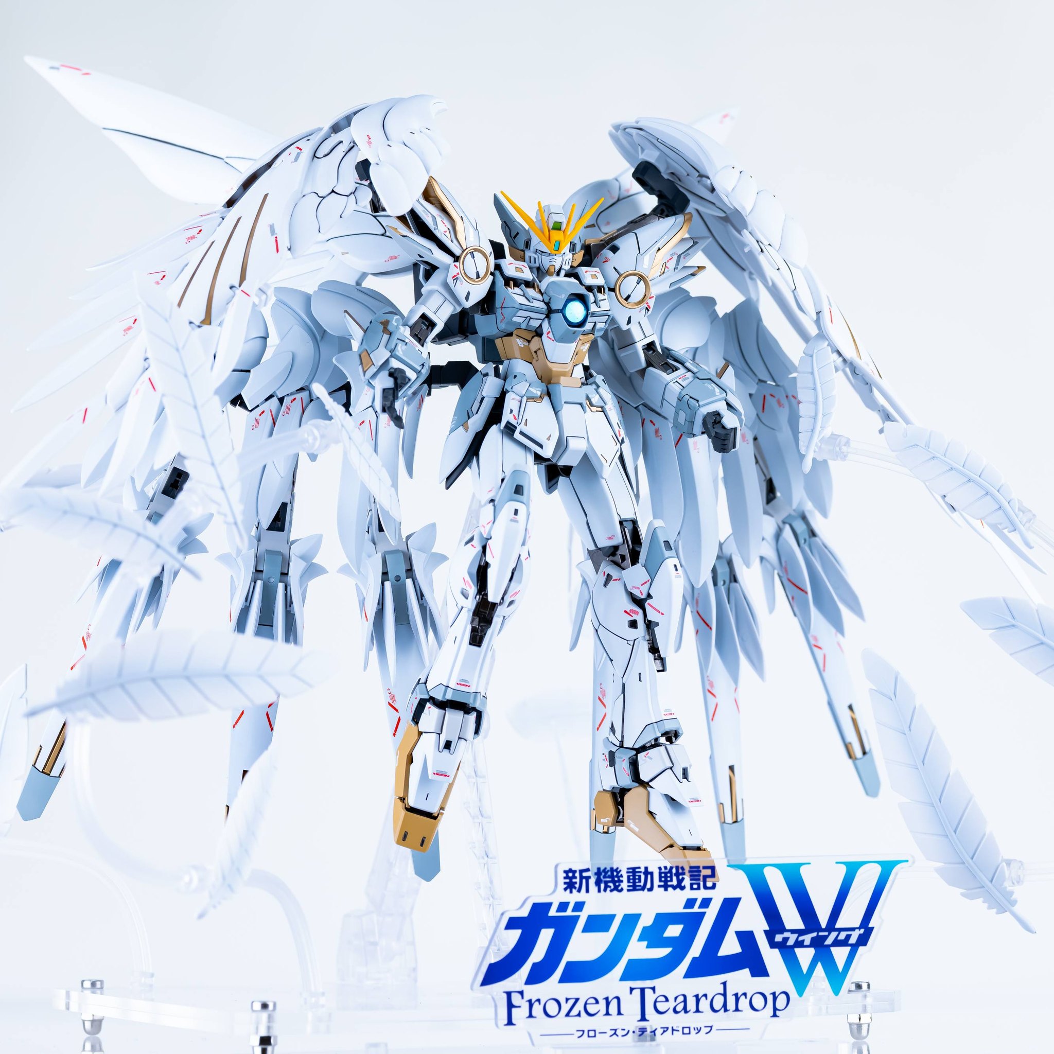 MG Ver Ka Wing Gundam Snow White Prelude model with AI-generated