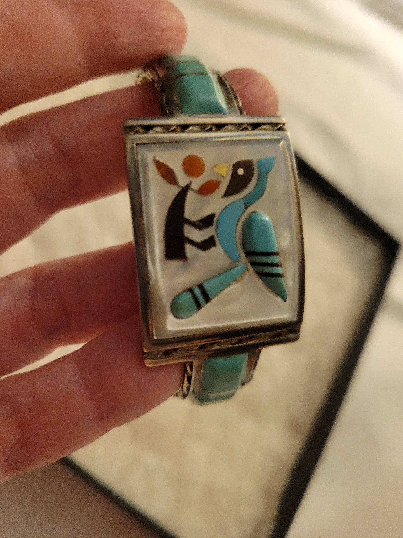 Vintage Zuni bangle bracelet by Florentine and Lela Panteah for sale