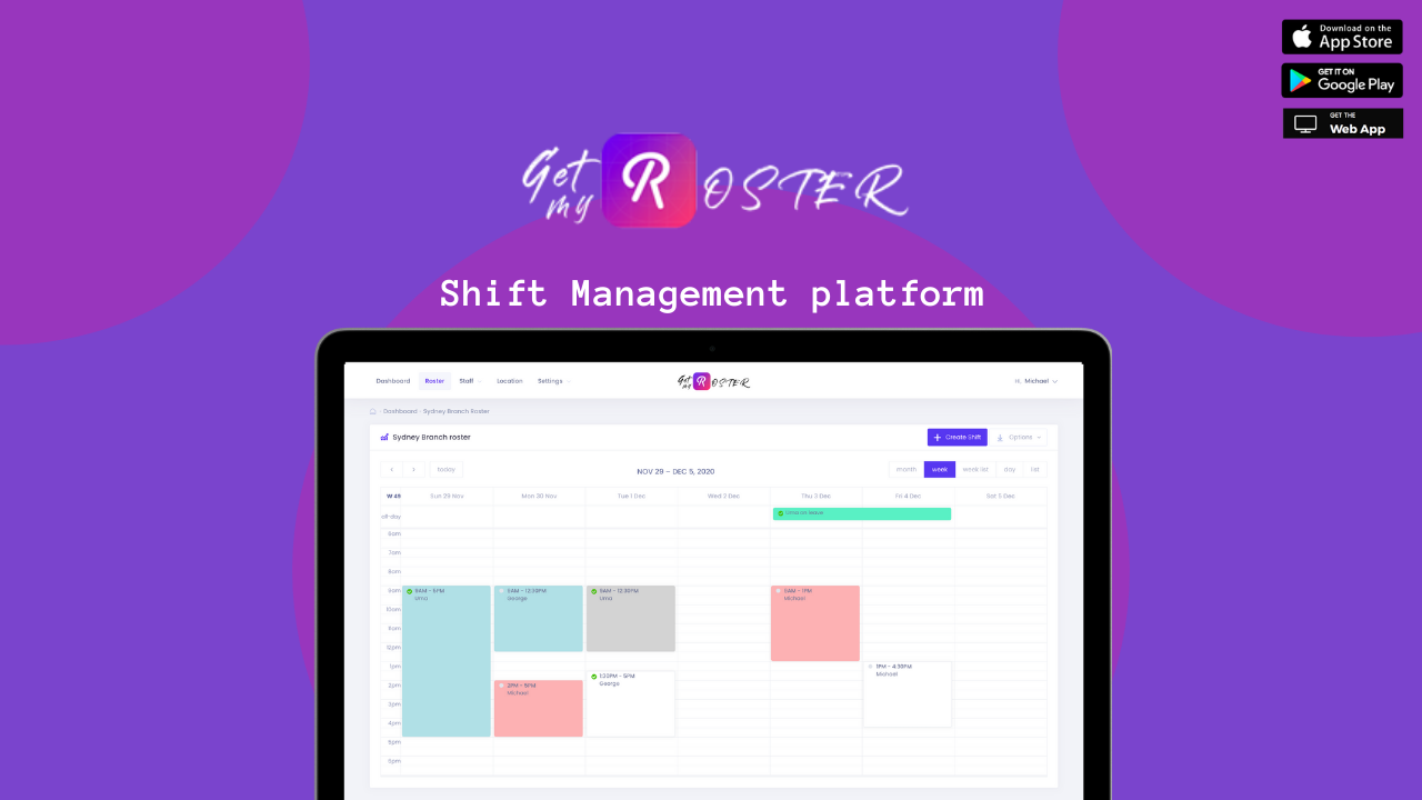 Get My Roster - Staff Shift Planner, Work Calendar