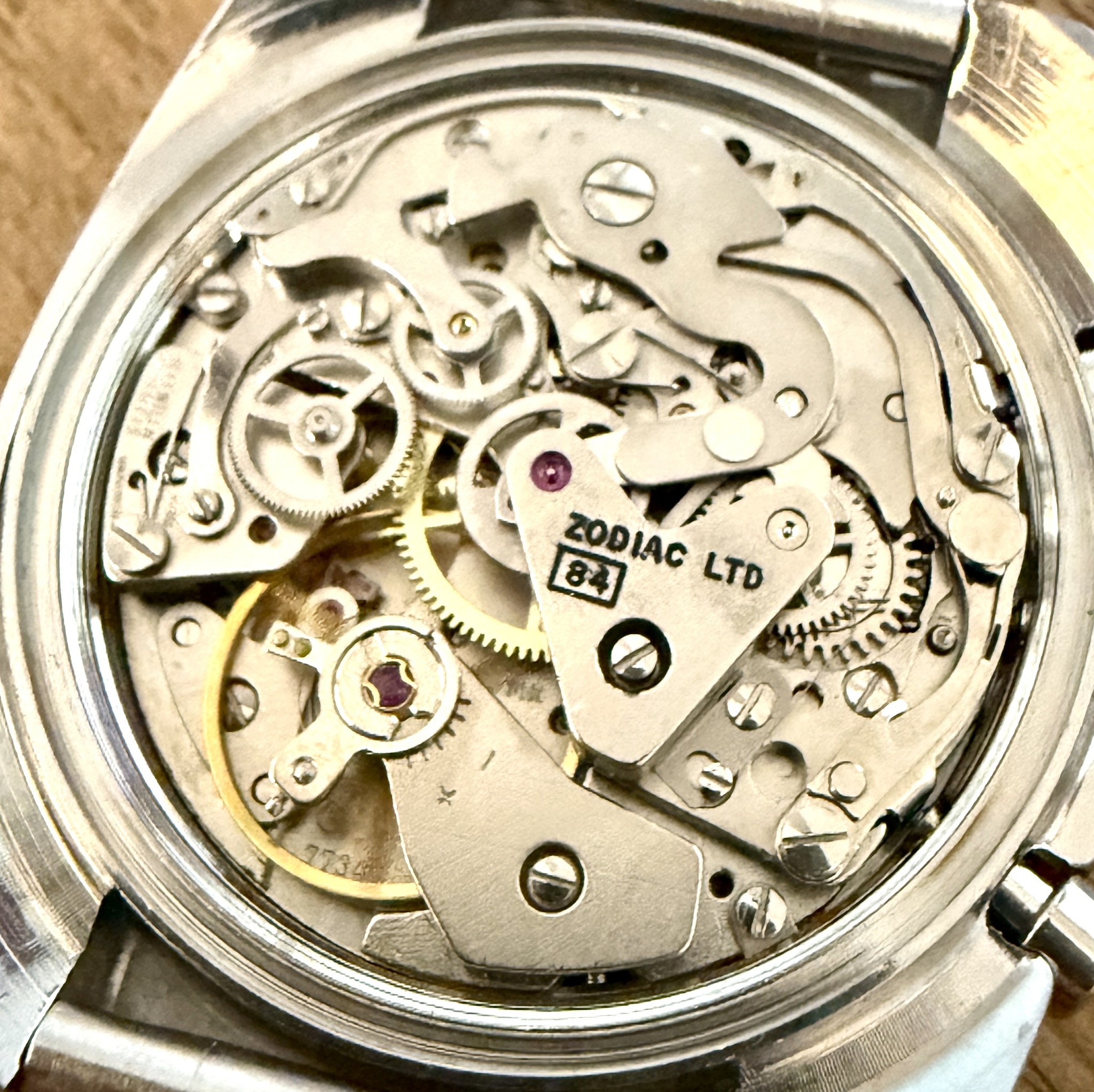 Vintage Zodiac chronograph watch for sale on original bracelet
