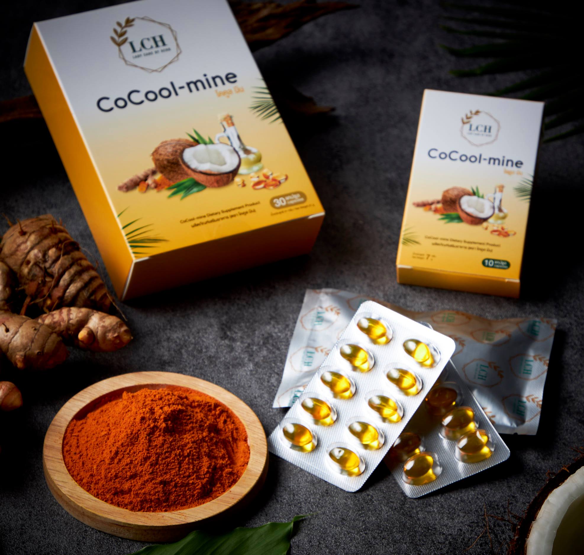 CoCool-mine น้ำมันมะพร้าวผสมสารสกัดขมิ้นชัน : บอกลาทุกอาการปวด - Home