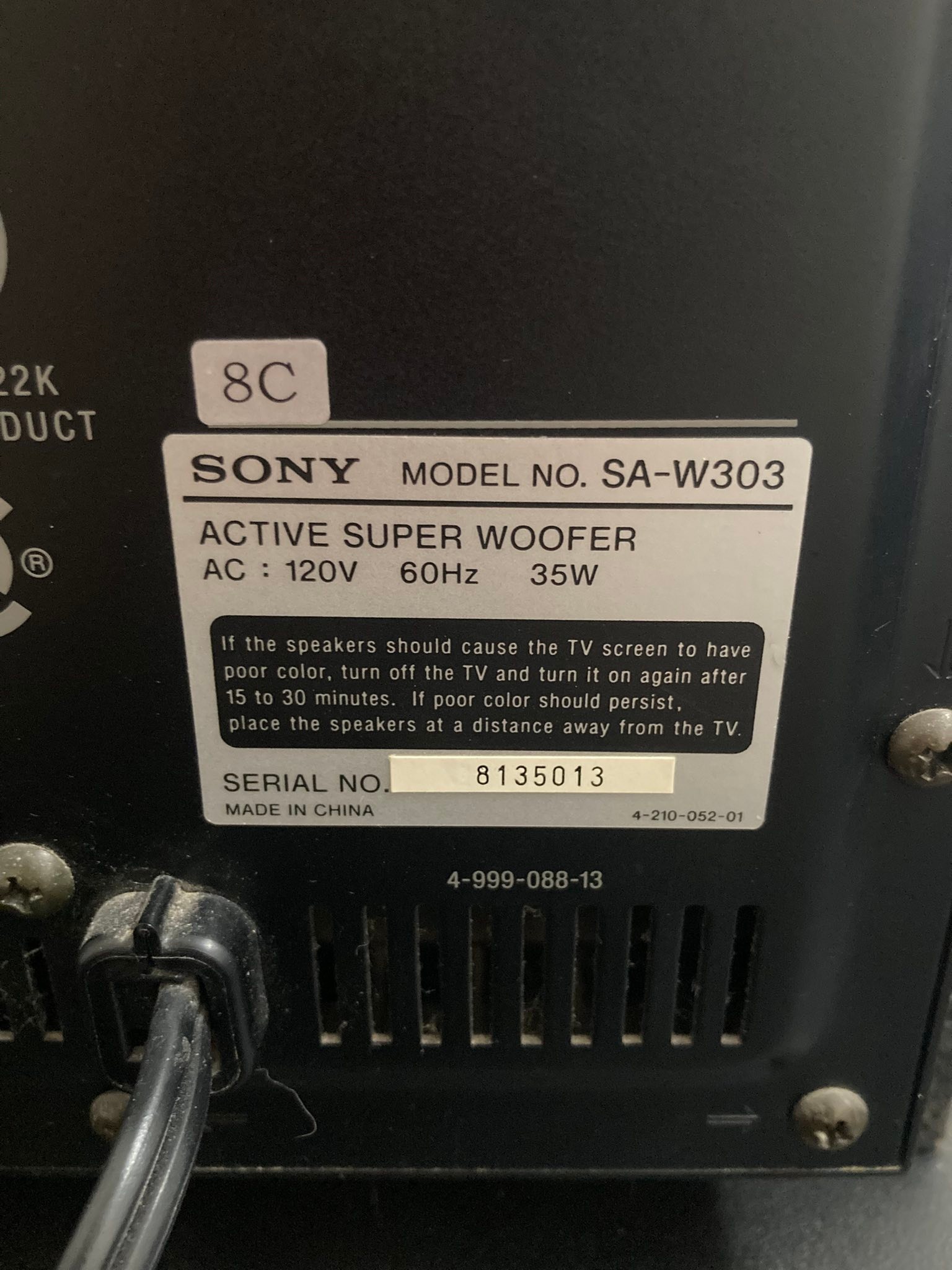 Vintage Sony powered sub woofer $45 in Oxnard California