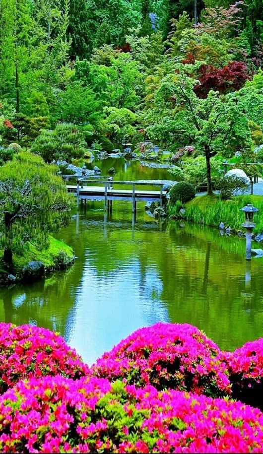 The place depicted in the image is the Seattle Japanese Garden