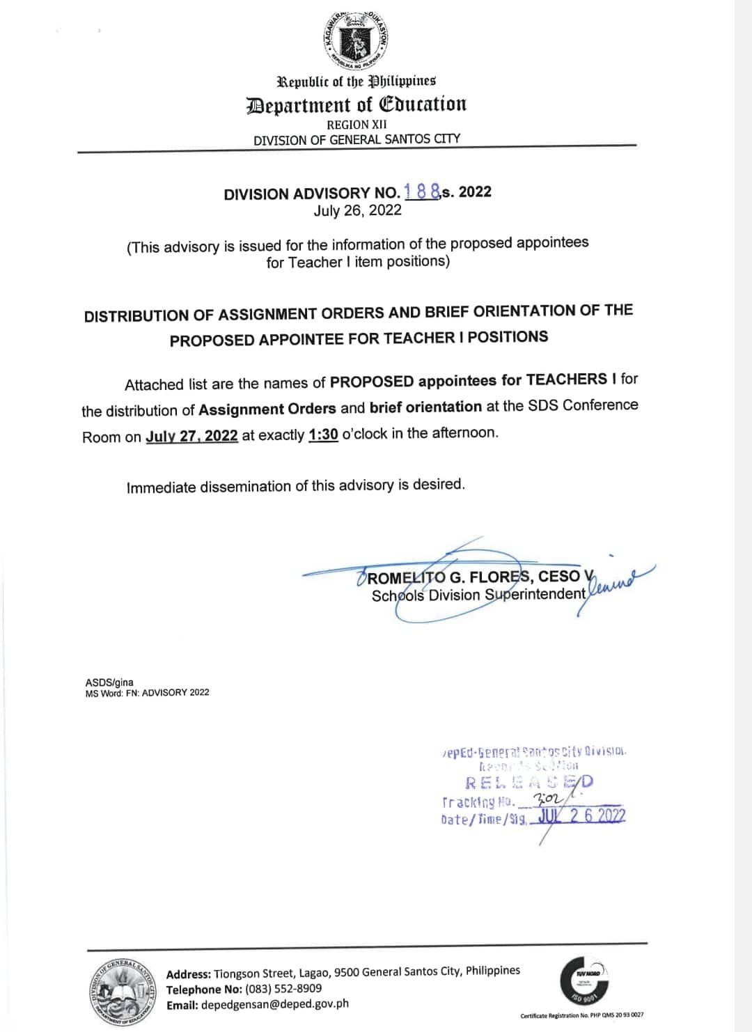 DepEd - ATTENTION: PROPOSED APPOINTEE FOR TEACHER I POSITIONS Division ...