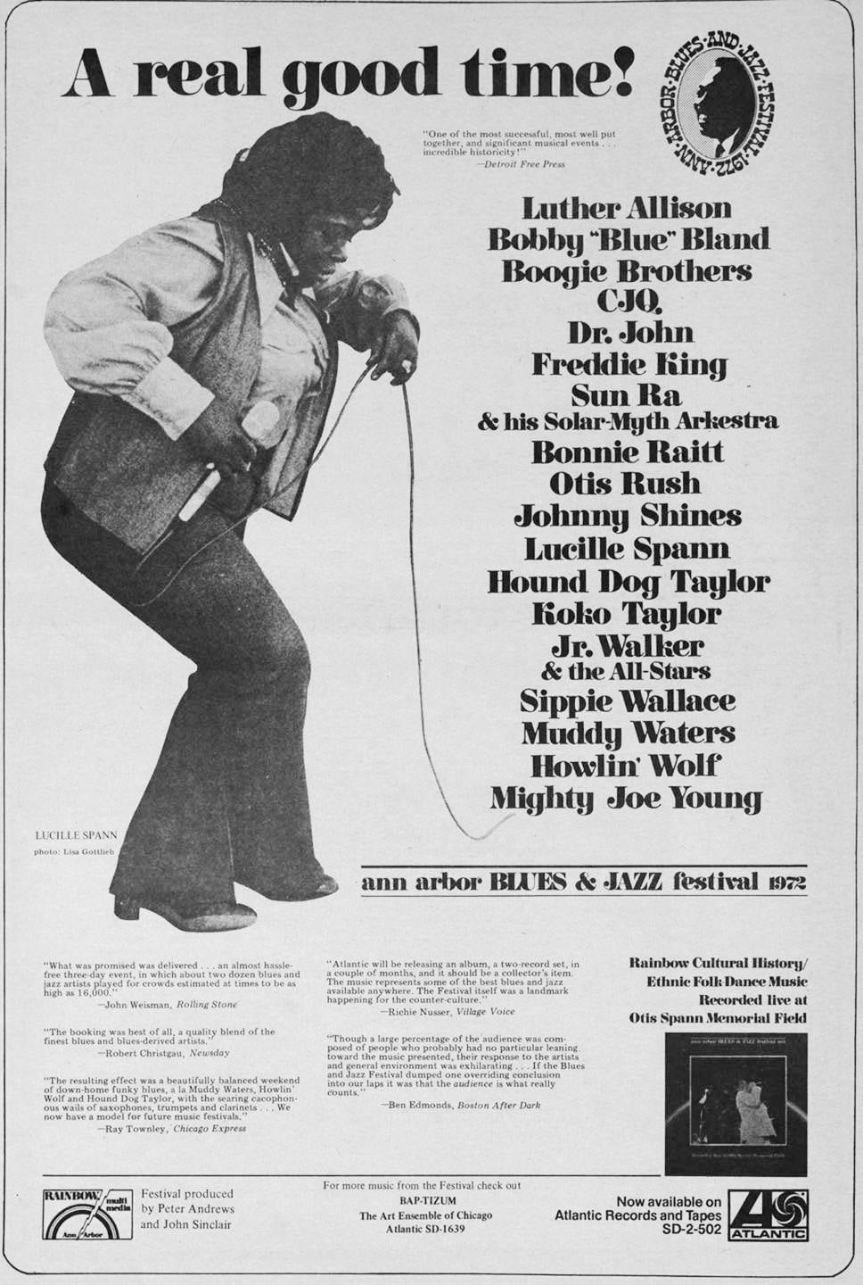 The 1972 Ann Arbor Blues & Jazz Festival! That's Lucille Spann
