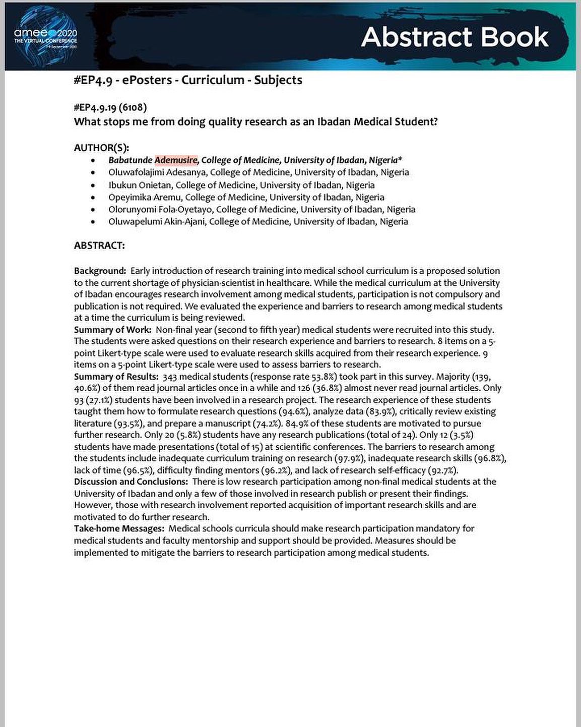 The COM/CARD project has produced 3 abstracts to better understand ...