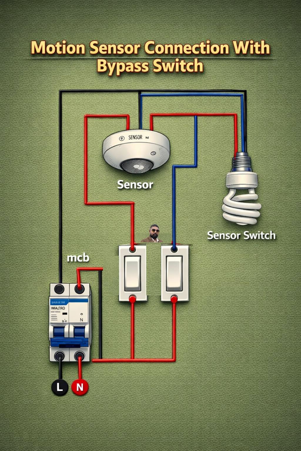 Inderjit - Motion Sensor Connection With Bypass Switch #technology # ...