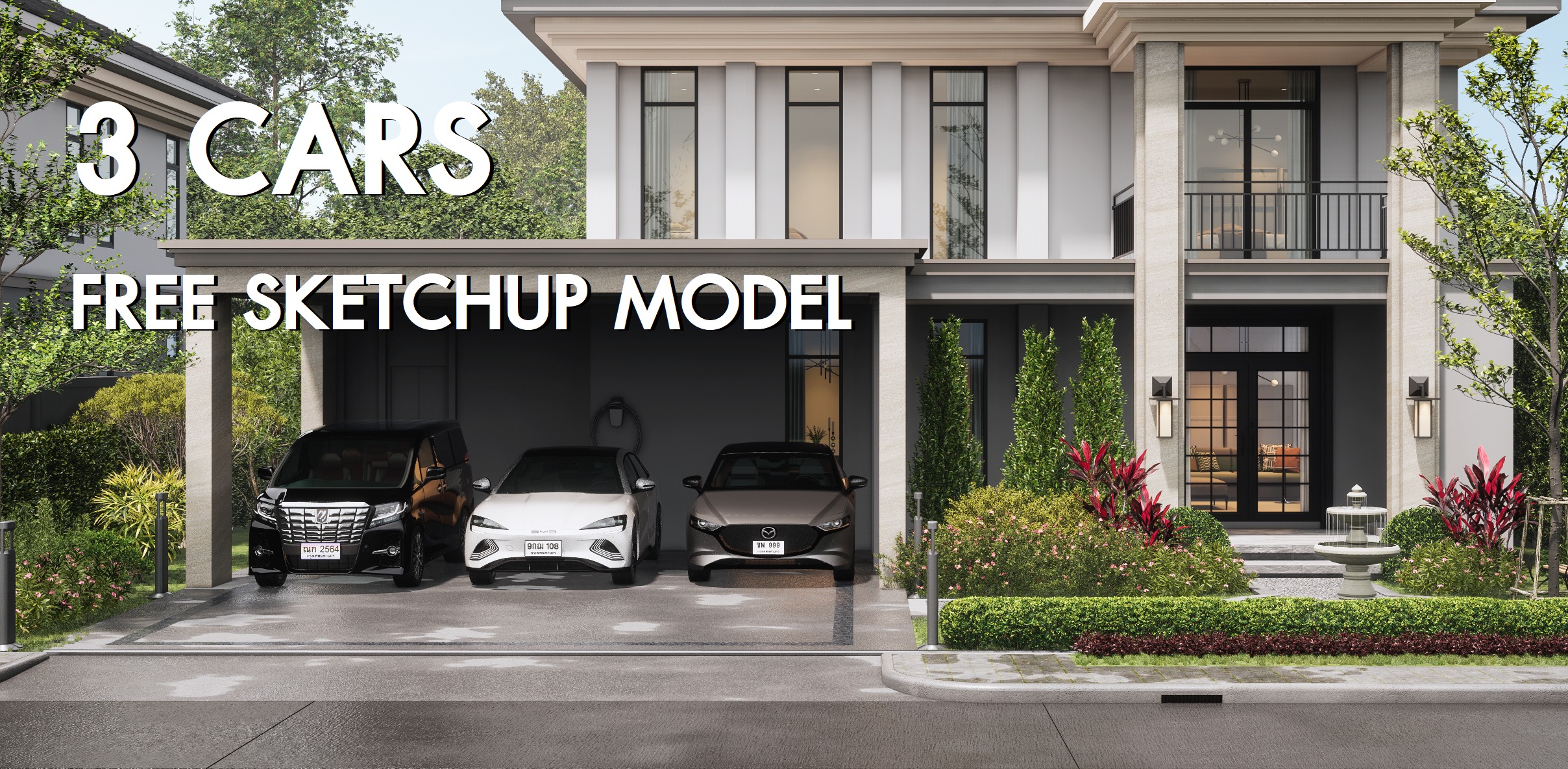 Enscape - ฟรีโมเดลรถ 3 คันครับ Free 3 Cars Sketchup Model files ลิ้งโห ...