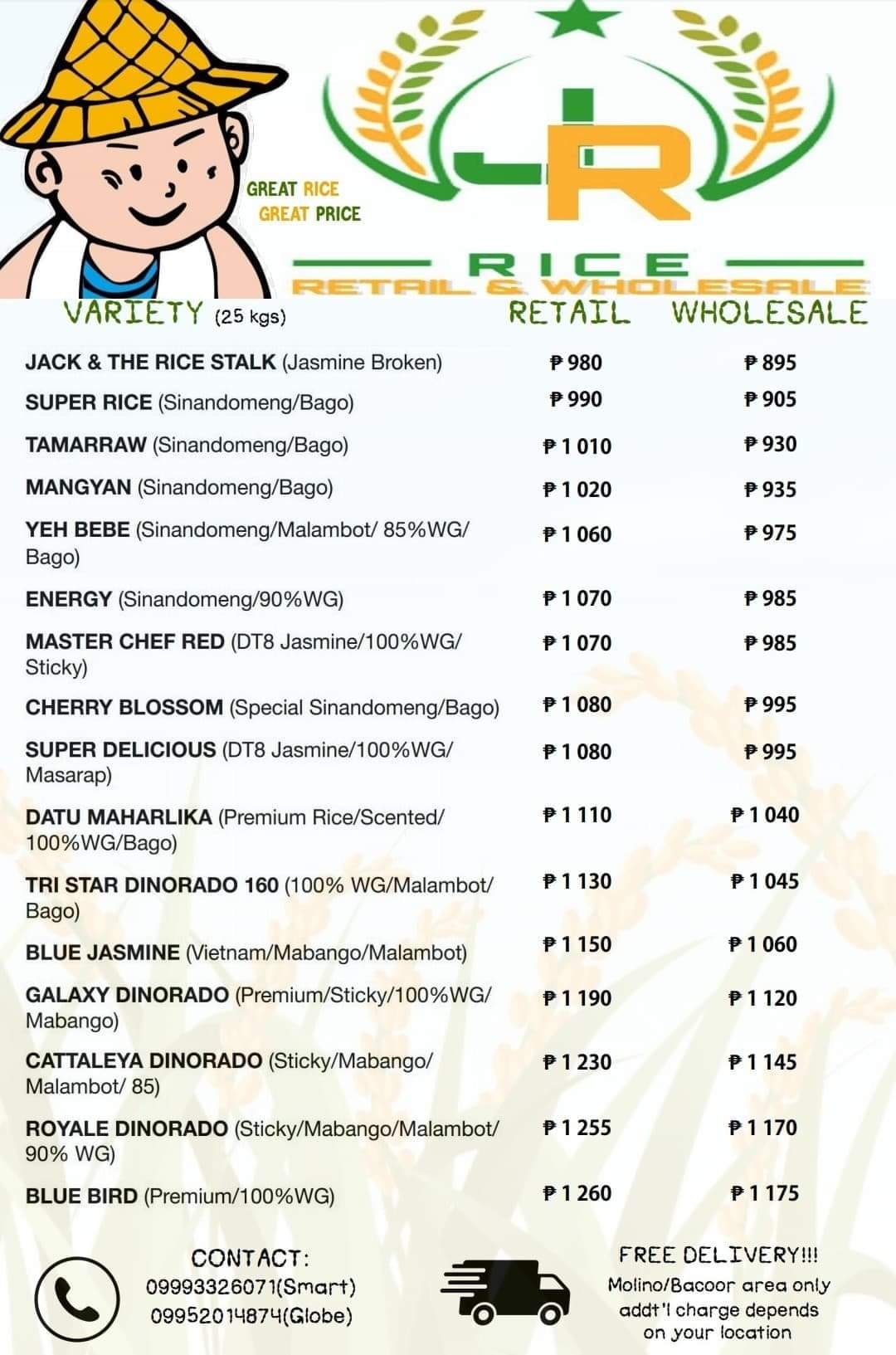 Updated price list and... - Jr's Rice Retail and Wholesale | Facebook