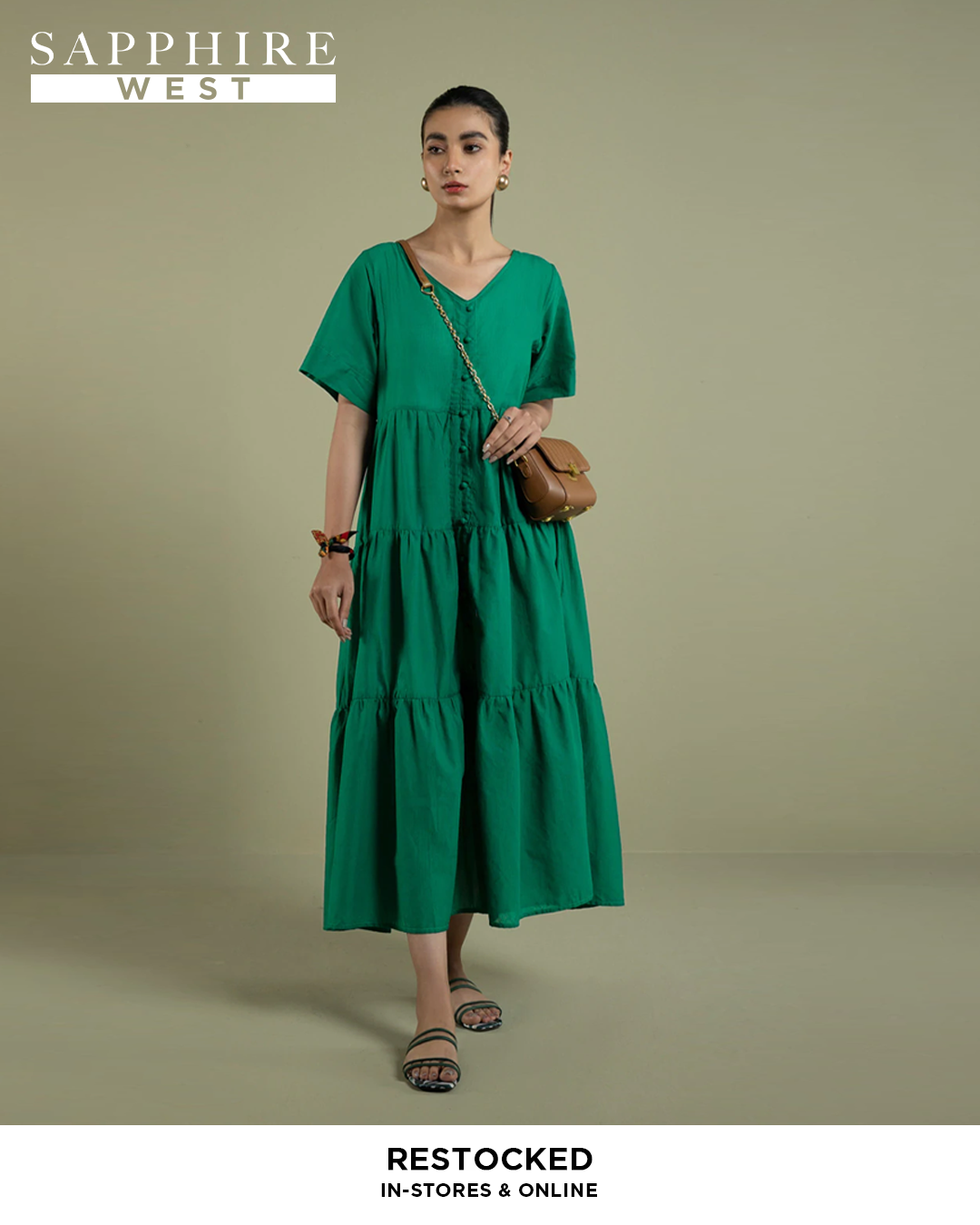 sapphire green color dress WEST deep emerald green