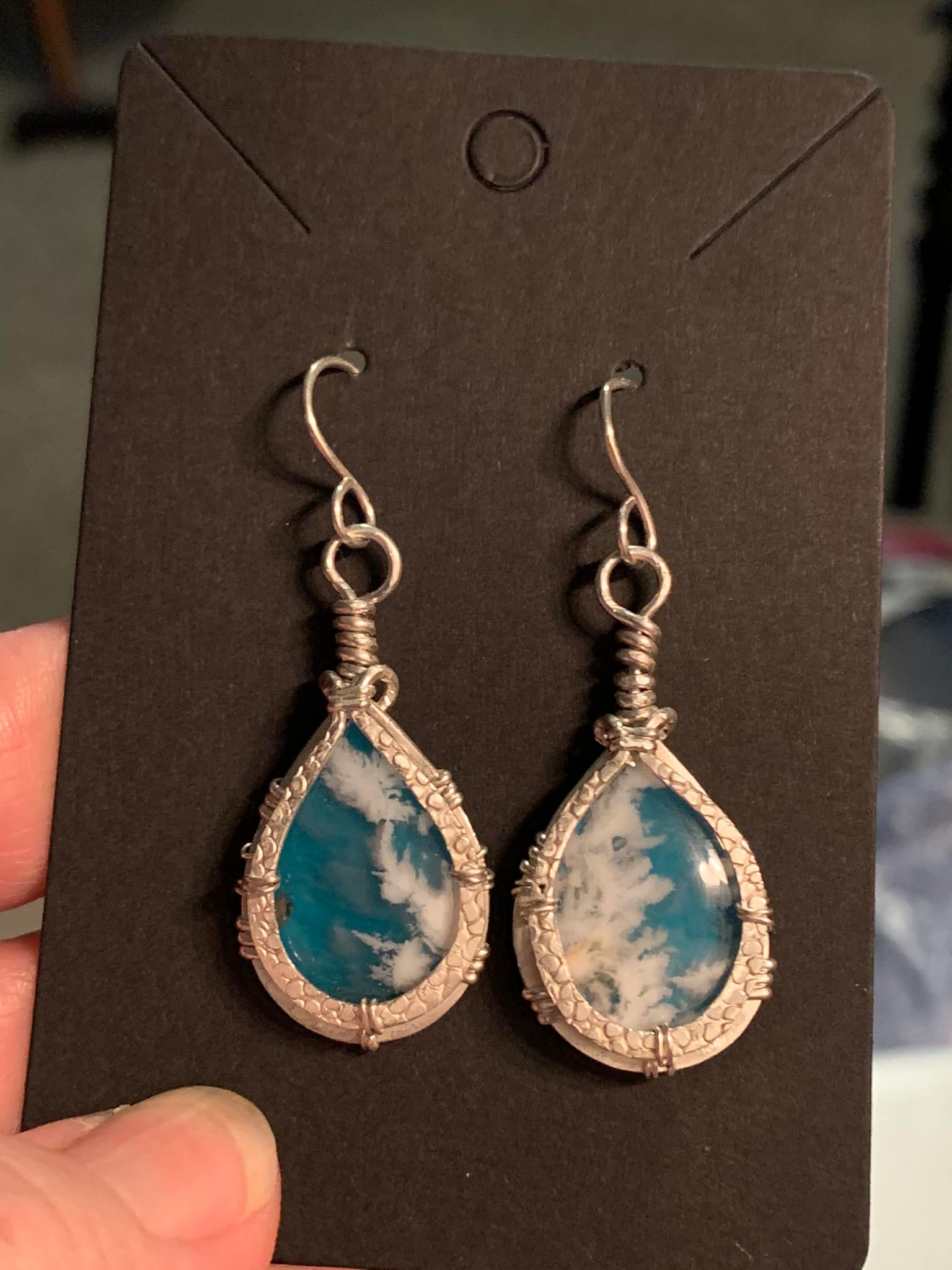 New plume agate and rhodochrosite earrings