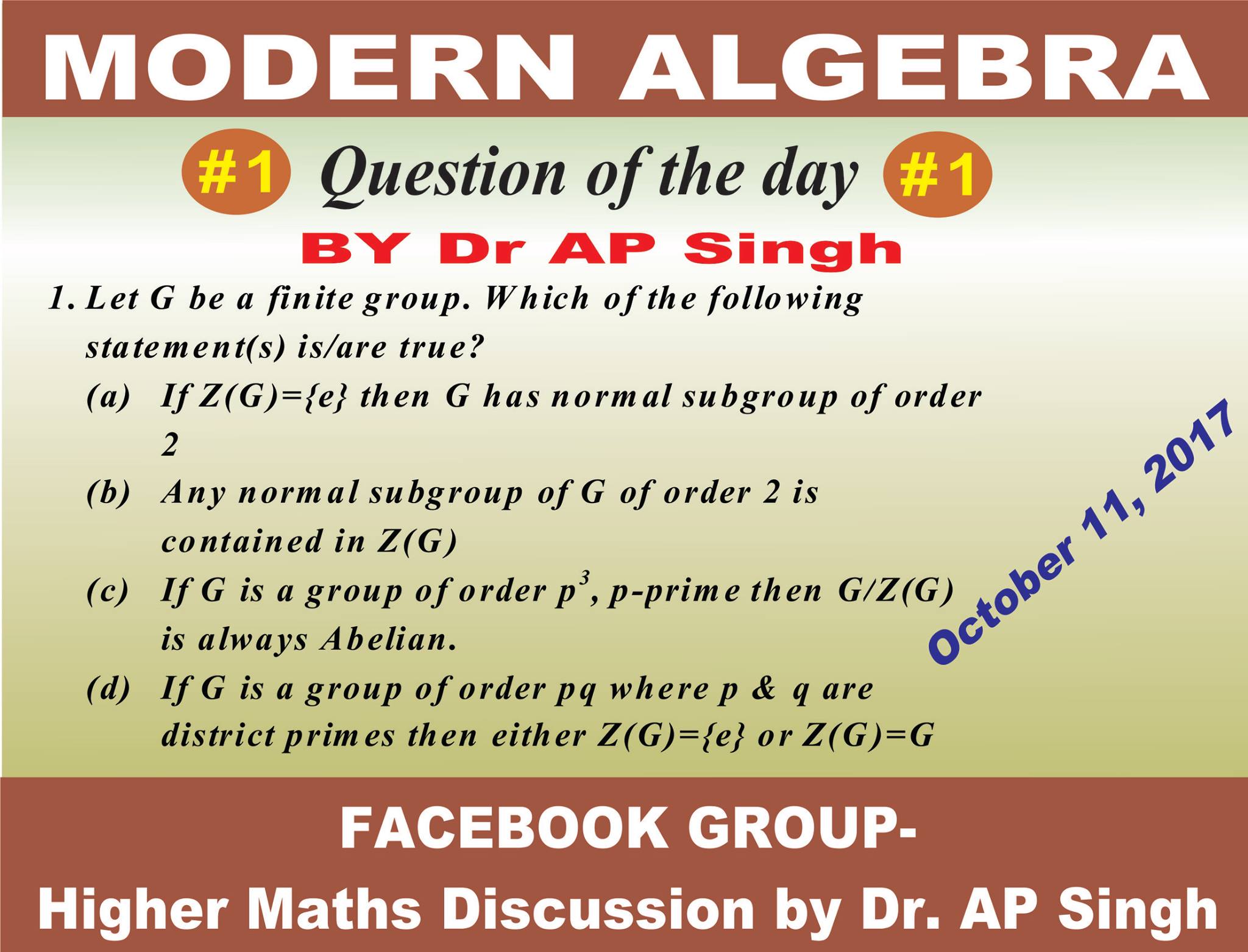 TEST PAPER -1 FOR MODERN ALGEBRA