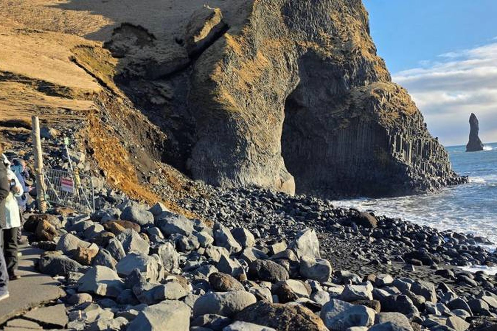 Severe coastal erosion has significantly altered the shoreline at