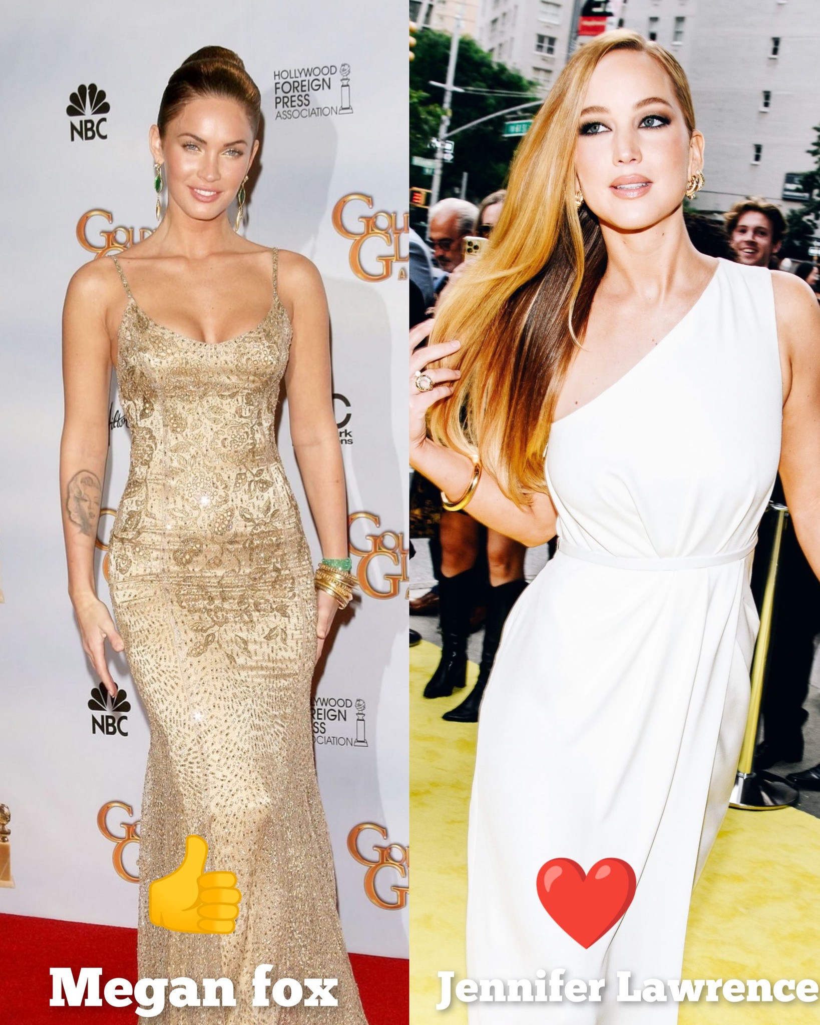 megan fox gold dress 🔥 Red Carpet Showdown! Let's check out these two iconic fits: (2009 Golden Globes):Rocking a stunning, form-fitting sequined gown with delicate spaghetti straps and intricate embroidery for major bombshell فساتين سهرة فخمة وغريبة