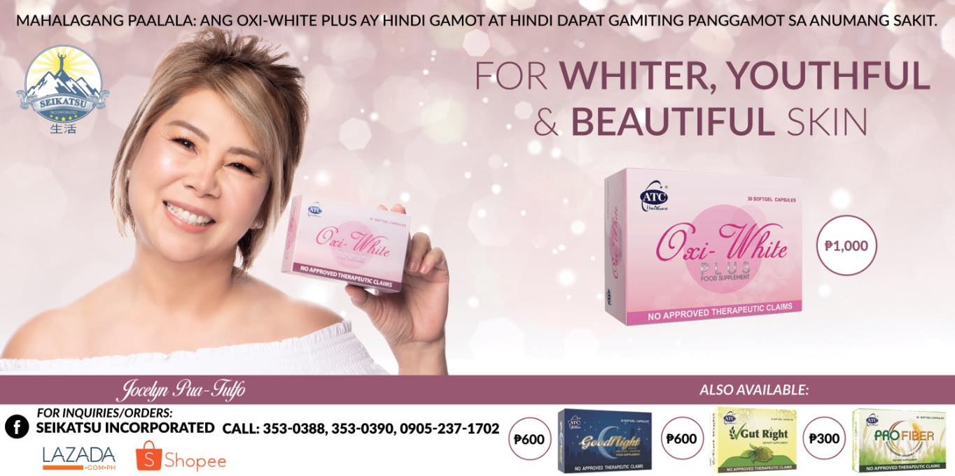atc oxi white glutathione price WE ARE PROUD TO ANNOUNCE THE FACE OF OXI-WHITE PLUS IS MRS. JOCELYN PUA-TULFO. ✨ . . WANT TO LOOK YOUNG, GET WHITER & ACHIEVE BEAUTIFUL SKIN LIKE HERS? . . TRY Protein Purification - From