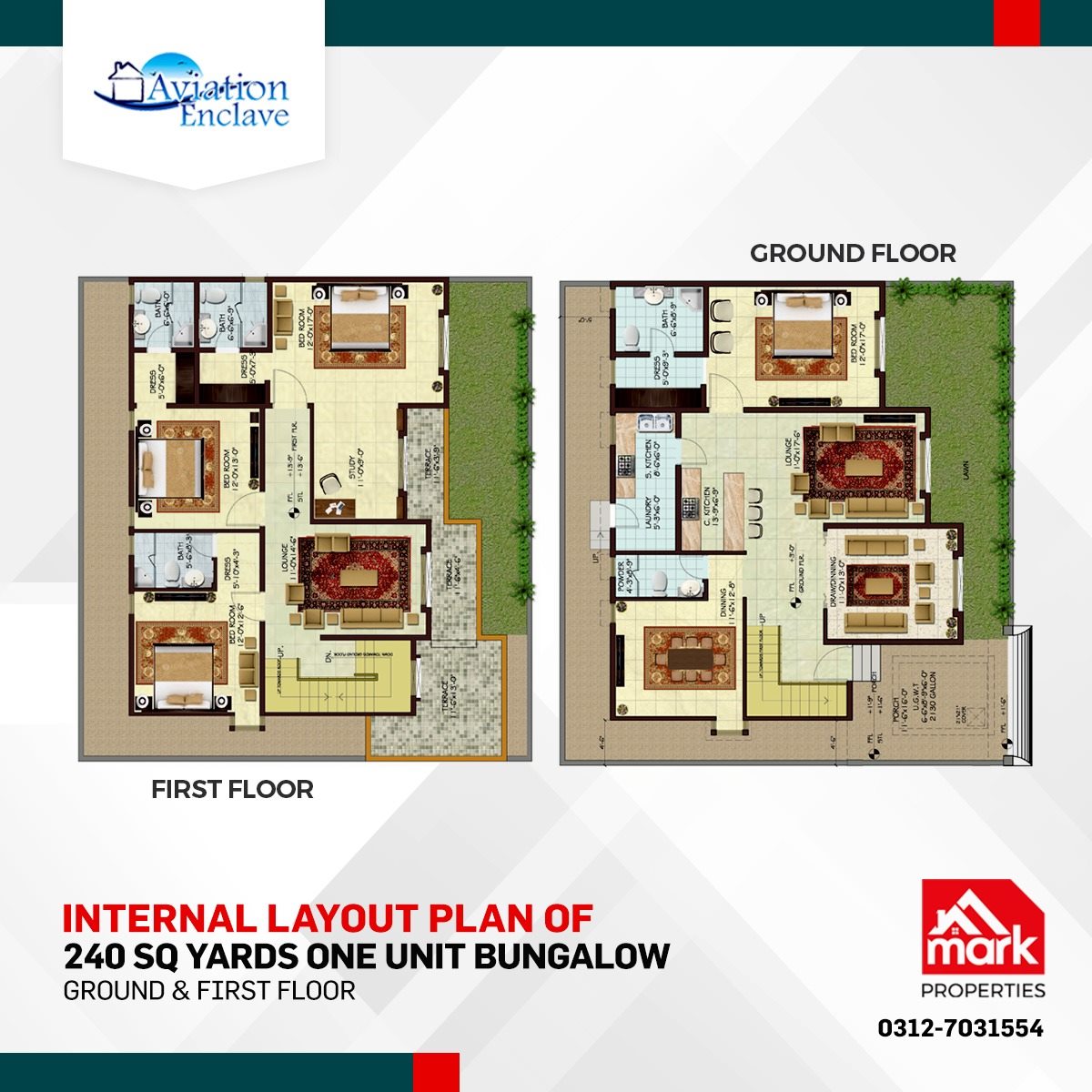 Mark - Aviation Enclave A detailed internal layout plan of 240 Sq Yards ...
