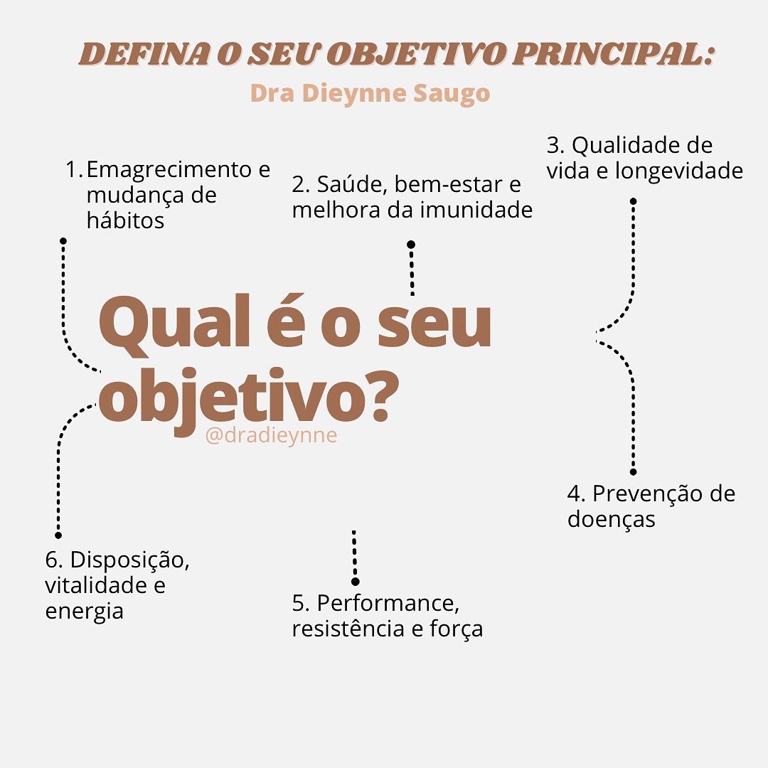 Dra. - Me conta, qual desses é o seu objetivo principal? 1, 2, 3, 4, 5 ...