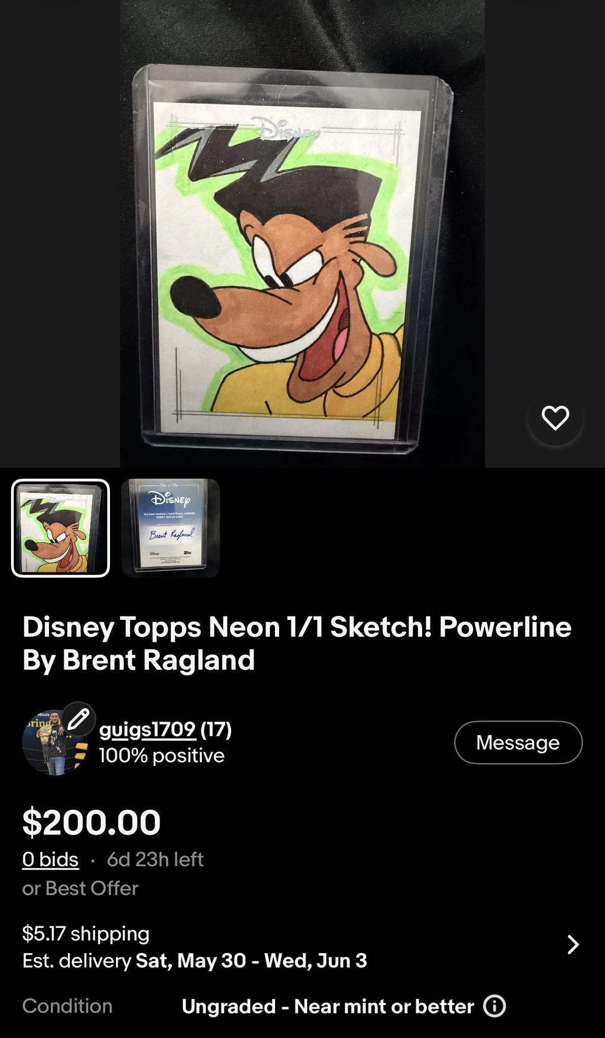 Professor Hootenanny Disney Neon 1/1 Sketch Card for Sale or Trade