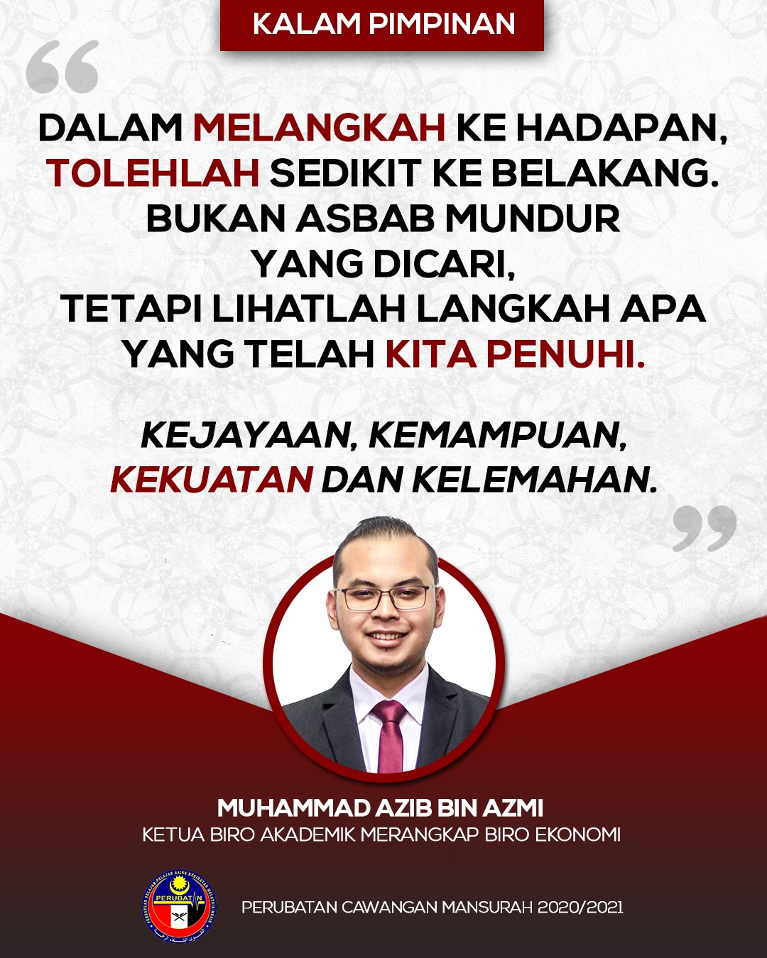 PERUBATAN Cawangan Mansurah - [ KALAM PIMPINAN ] PERUBATAN Cawangan ...