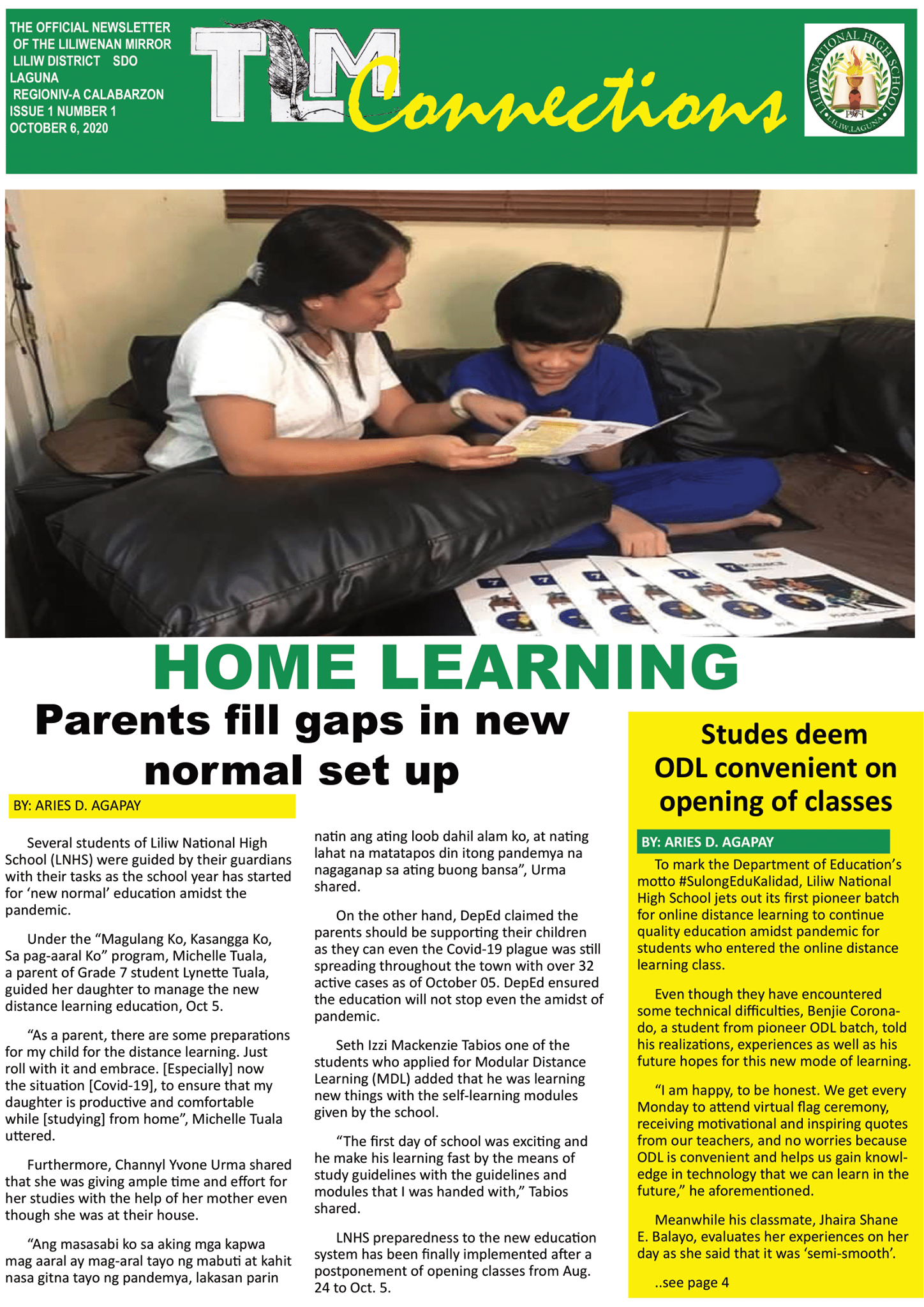 Our English newsletter was... - DepEd Tayo Liliw NHS-Laguna