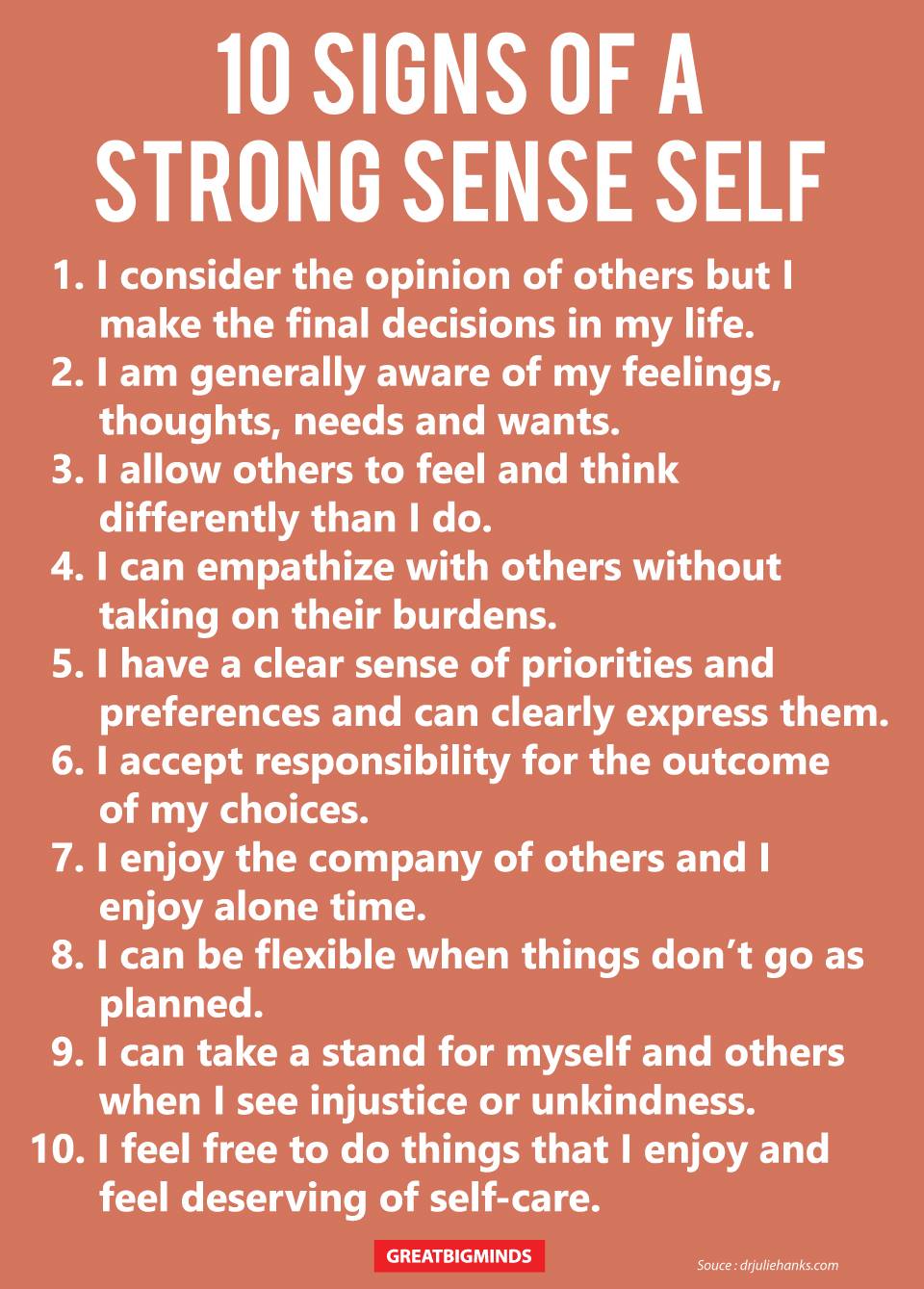 Great Big Minds - 10 signs of a strong sense self. | Facebook