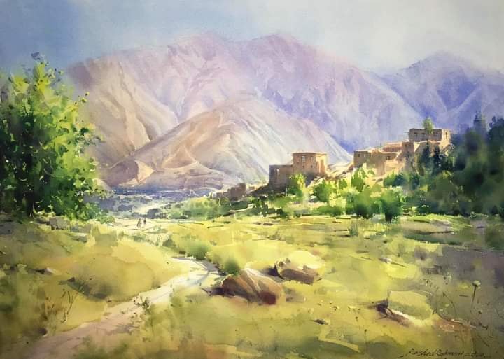 Panjshir valley Water color by... - Talents of Afghanistan