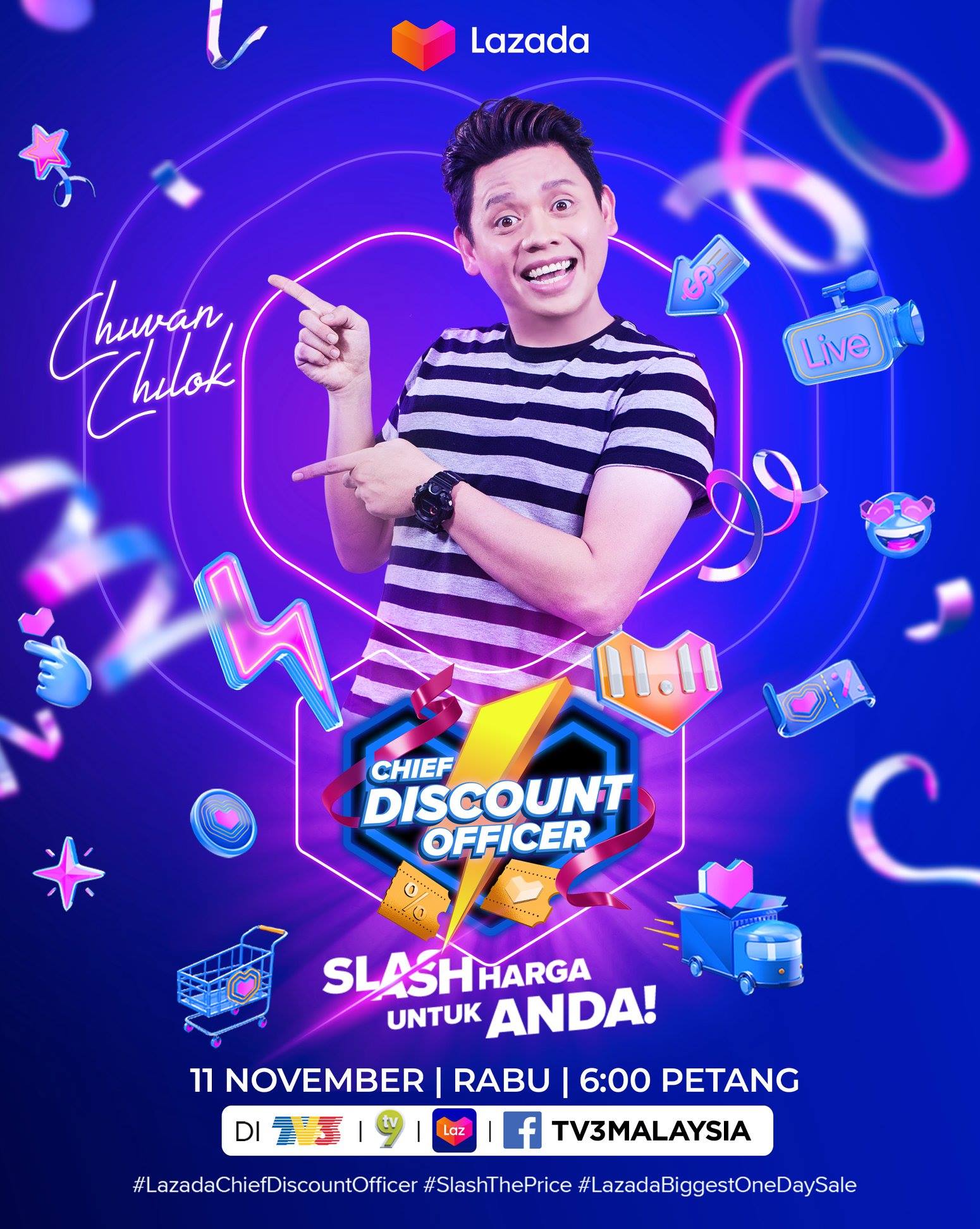 lazada　ポスター　bright 　サイン付き What better way to celebrate Lazada 11.11 Biggest One-Day Sale