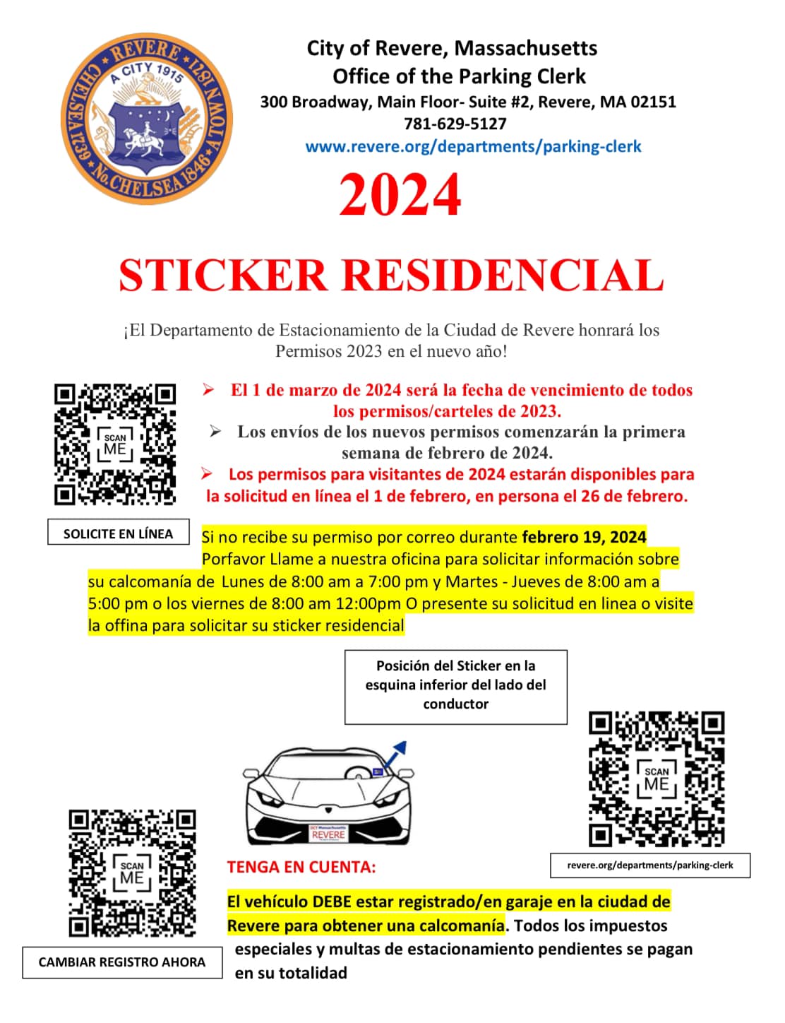 New 2024 RESIDENT STICKER... - Revere Parking Department