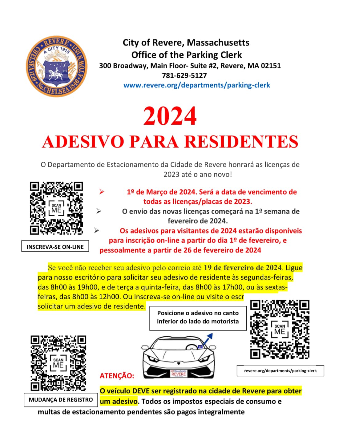 New 2024 RESIDENT STICKER... - Revere Parking Department
