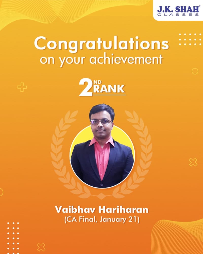 Congratulations to Vaibhav Hariharan... - J.K.Shah Classes
