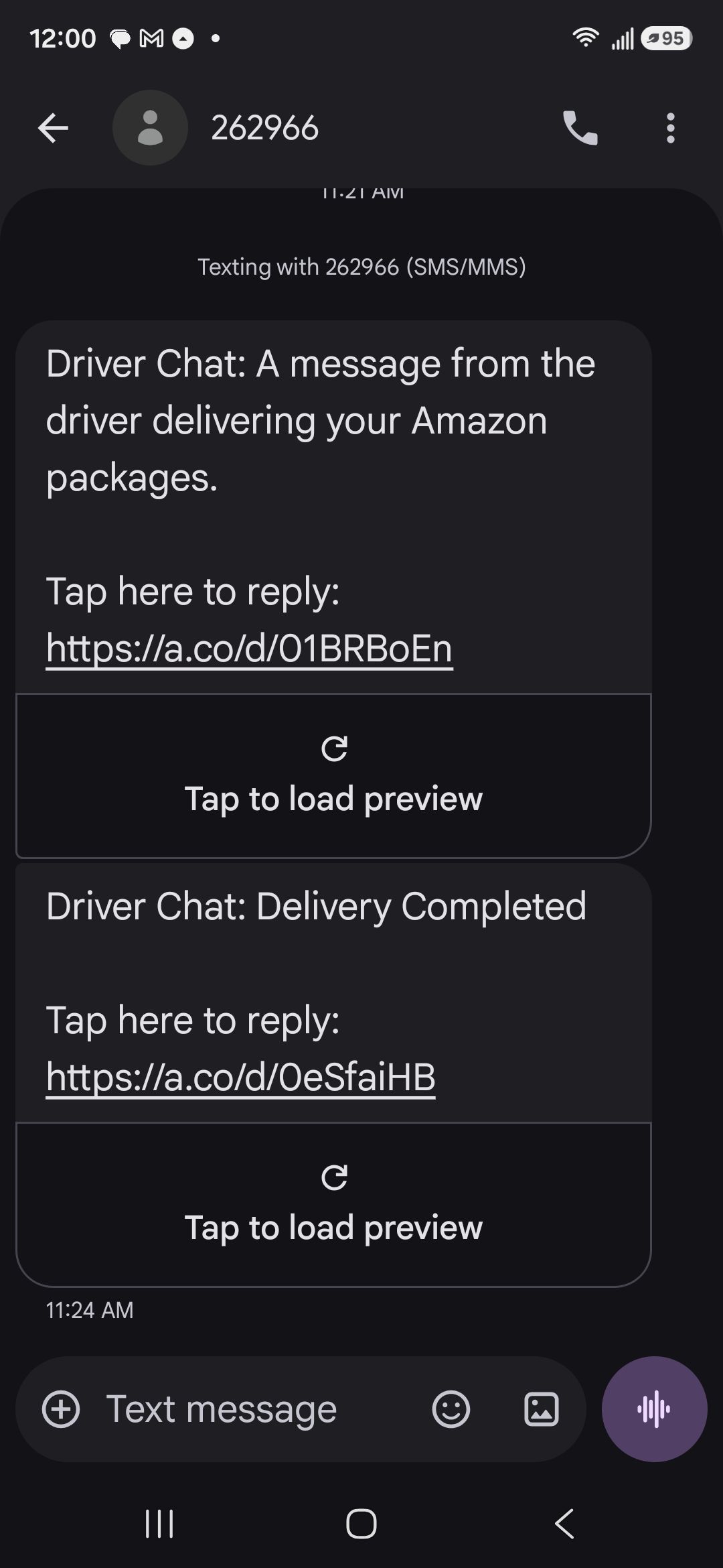 Amazon driver calls and texts with delivery updates