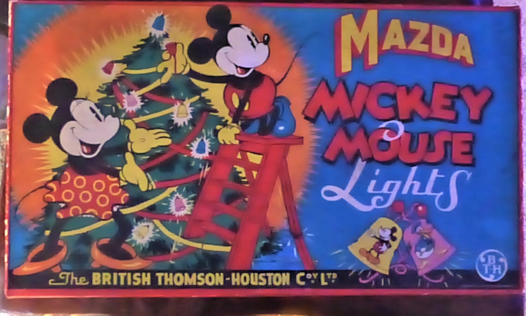 Vintage 1930s Mazda British Mickey Mouse Christmas lights set