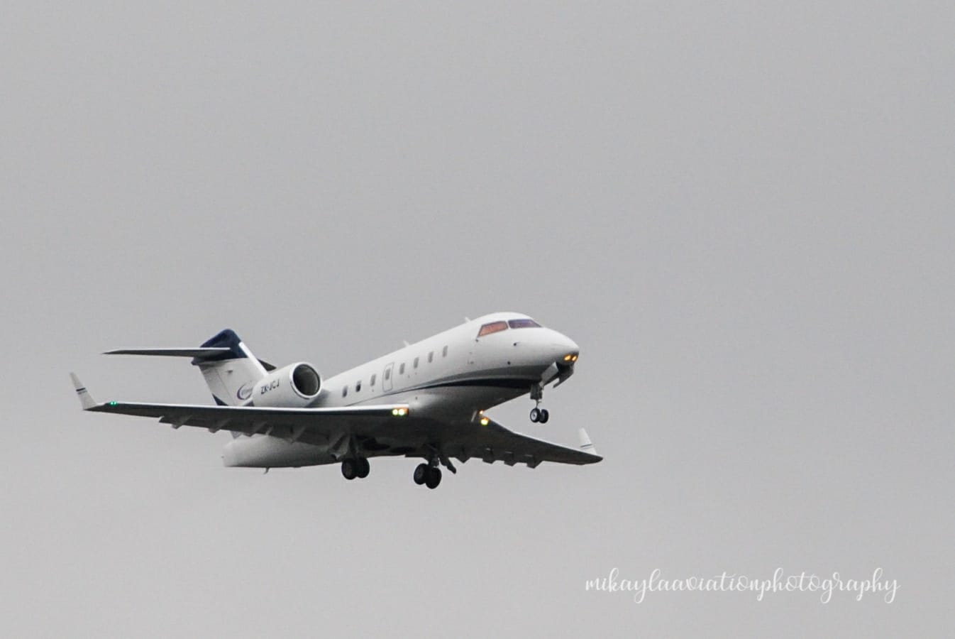 Bombardier Challenger 604 departing Christchurch today Reg ZK-JCJ
