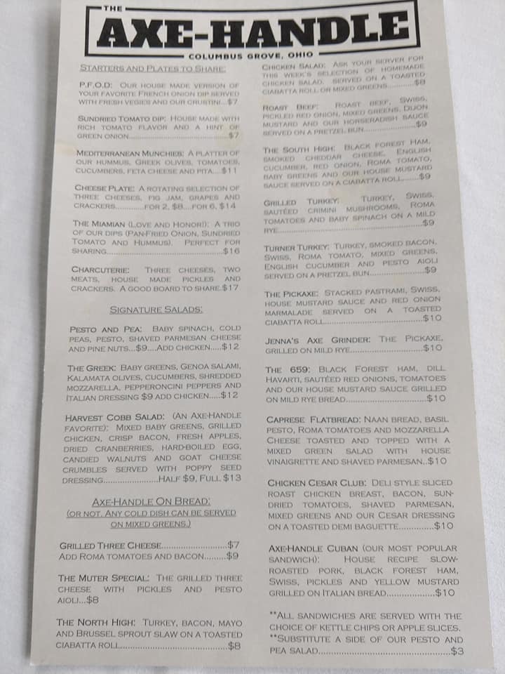 The Axe-Handle - Home - Columbus Grove, Ohio - Menu, Prices, Restaurant ...