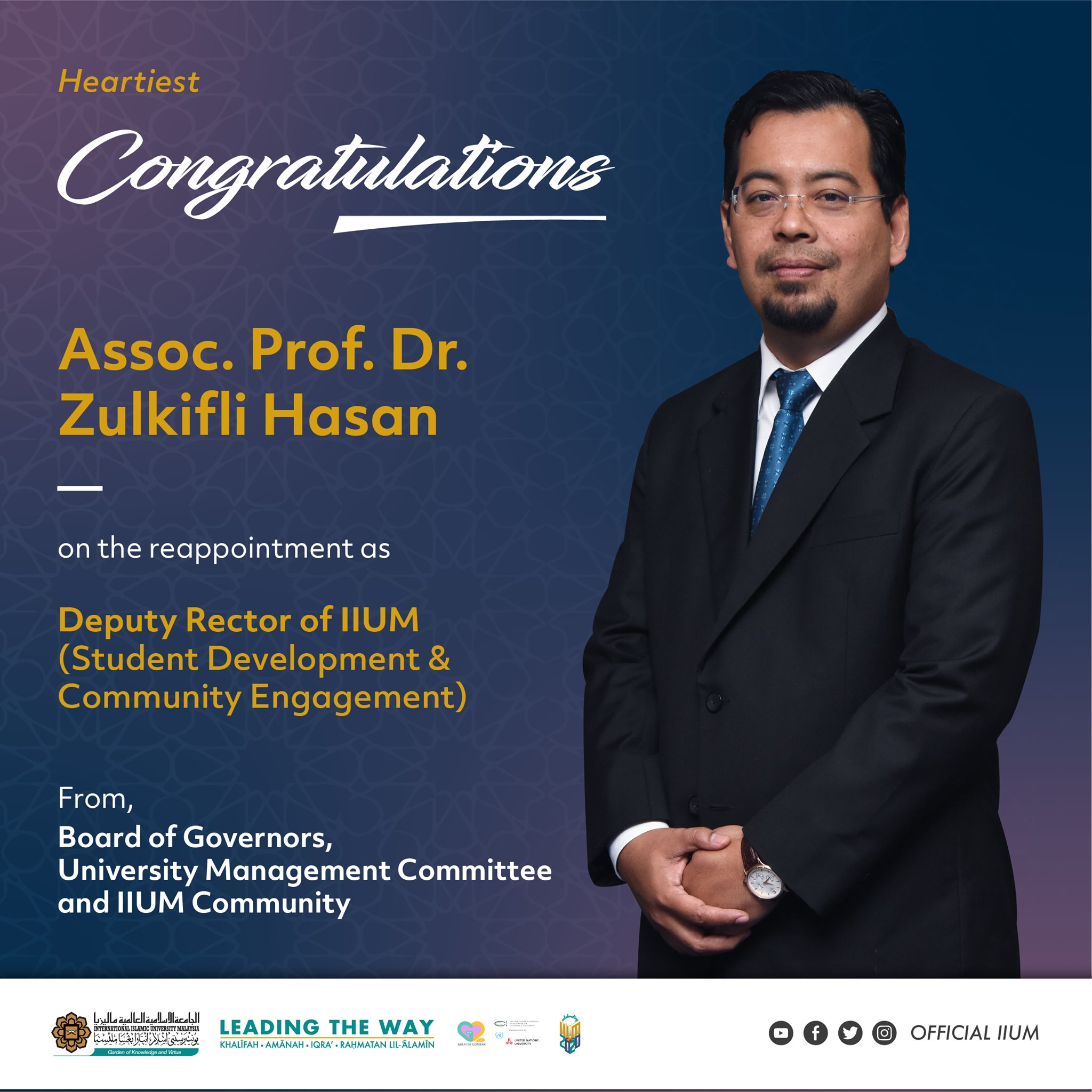 IIUM - Heartiest Congratulations to, Assoc. Prof. Dr....