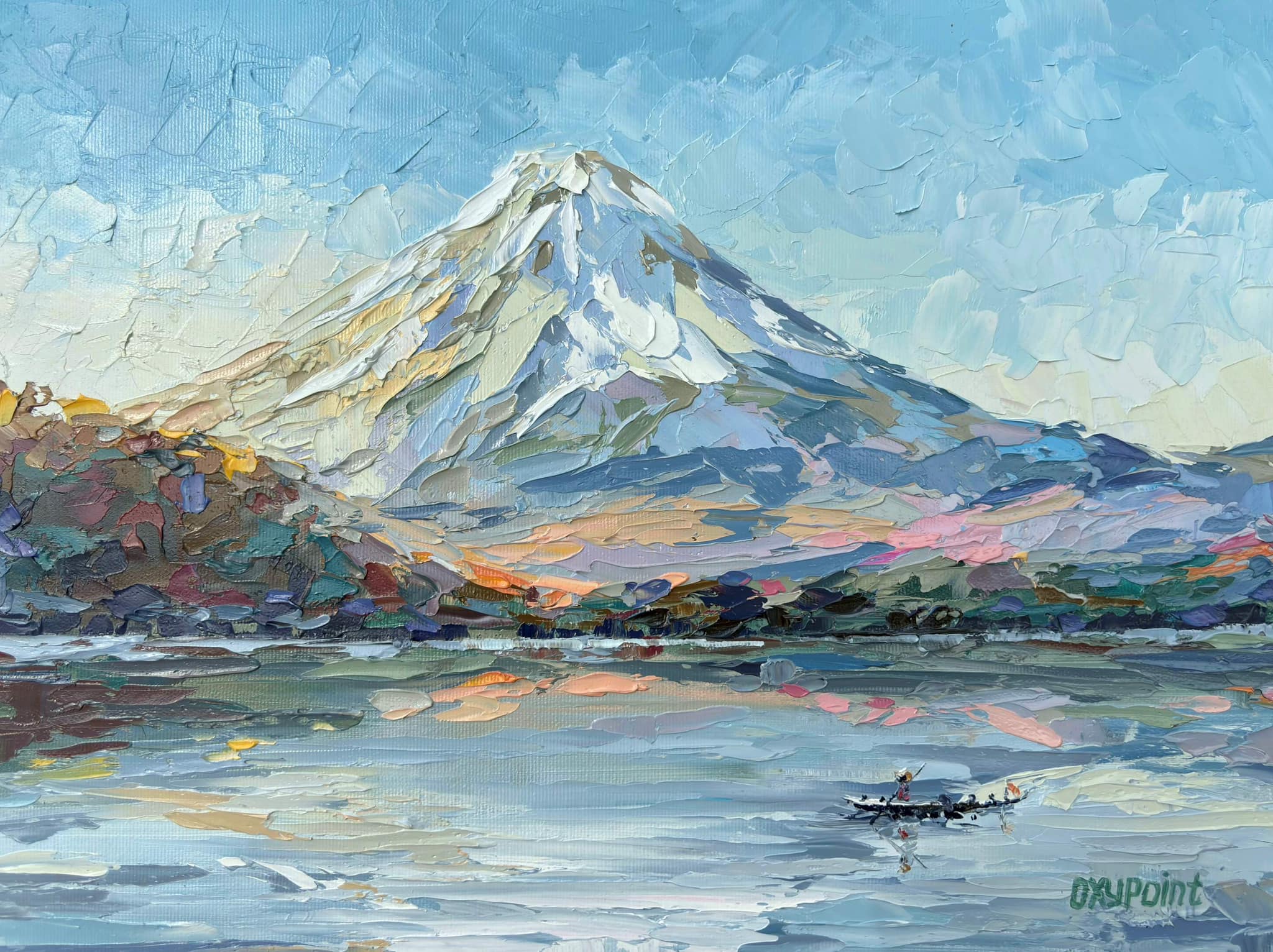 Mount Fuji oil painting on canvas inspired by Daisaku Ikeda