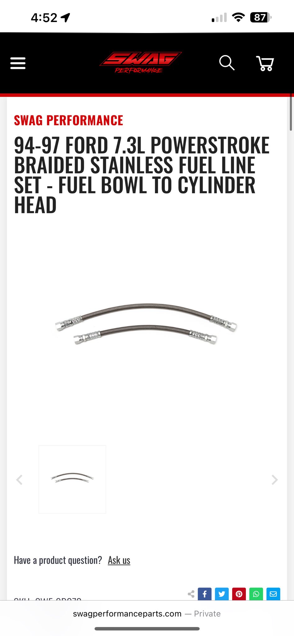 HPOP Replacement Oil Lines Set For '94-'97 Ford 7.3L Powerstroke